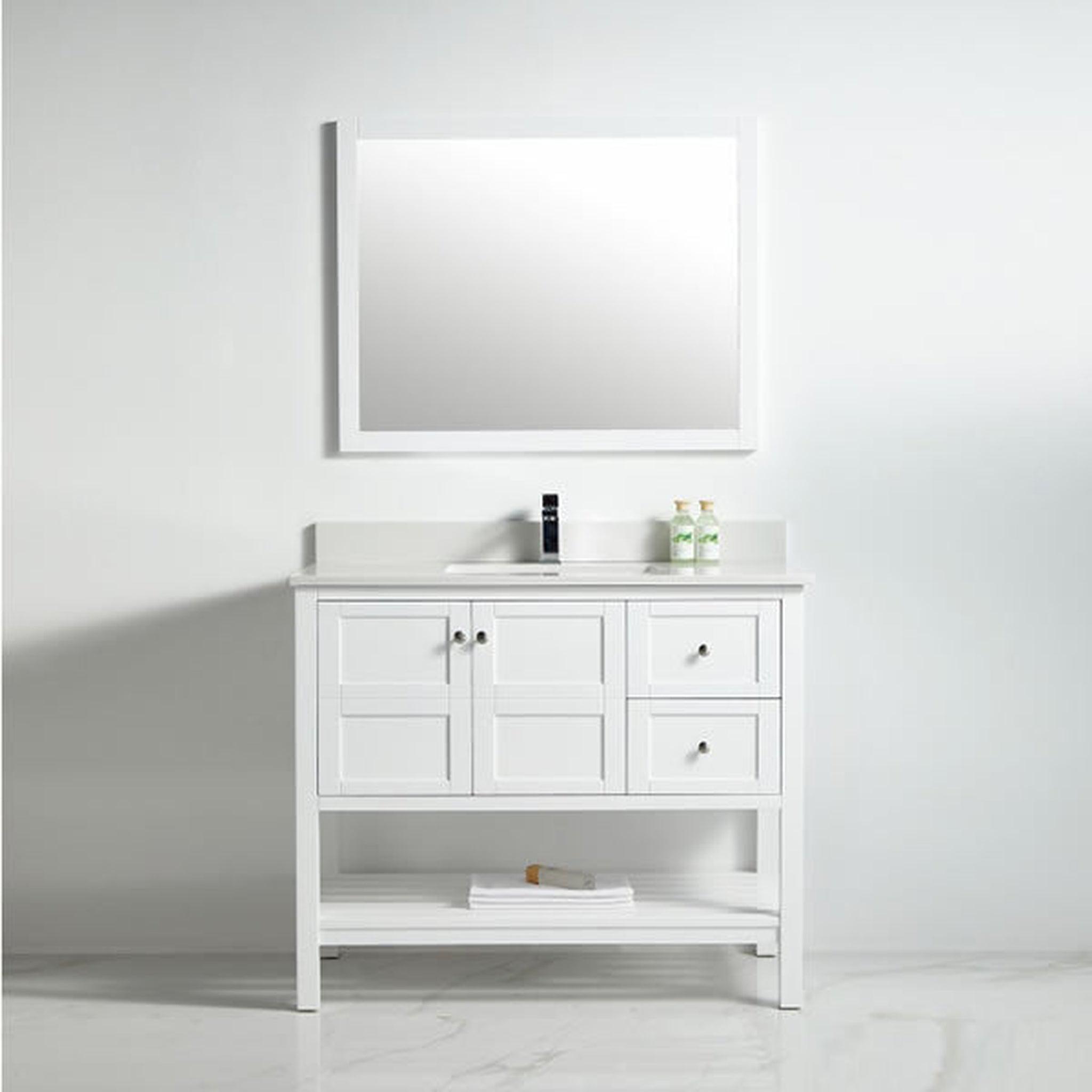 US Bath Store, BNK BCB1142R Austin Matt White Vanity Only Two Door Two Right Drawer Soft Close