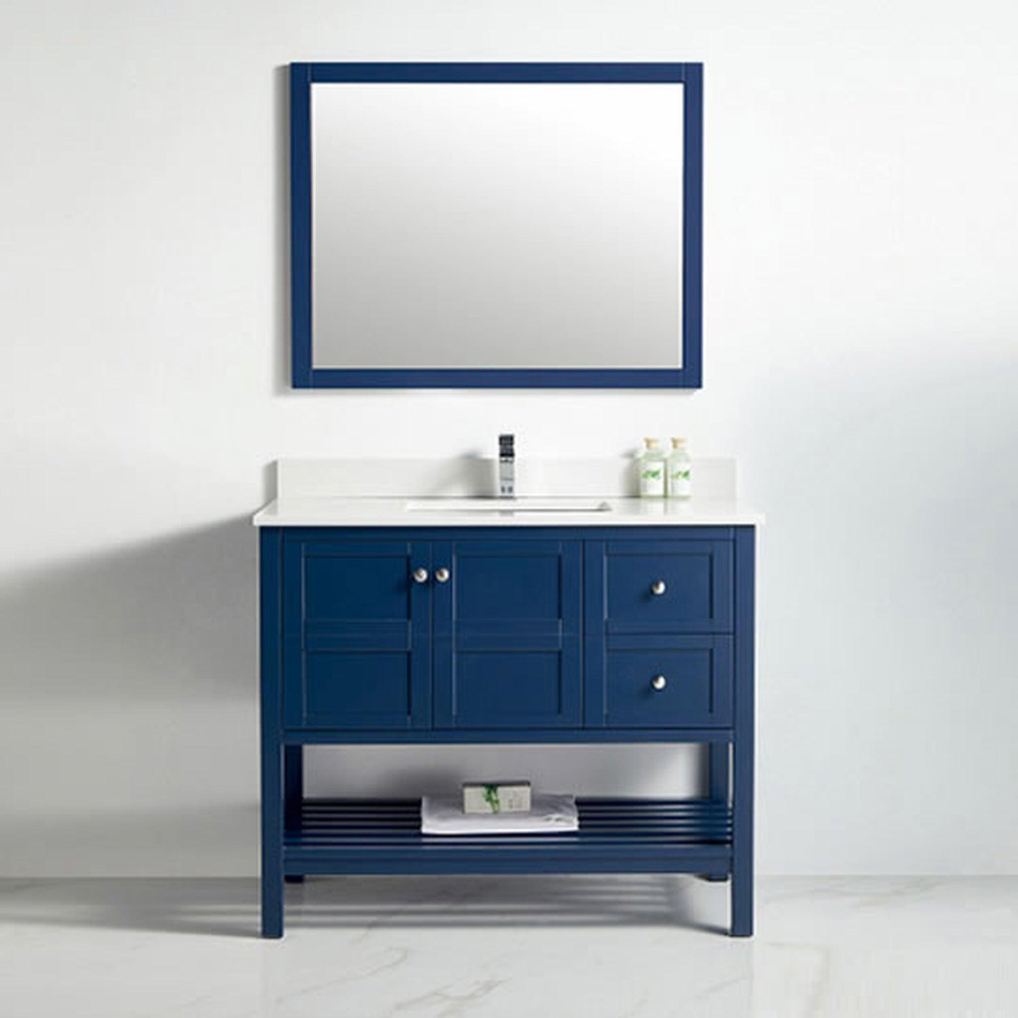 US Bath Store, BNK BCB1142R Austin Navy Blue Vanity Only Two Door Two Right Drawer Soft Close