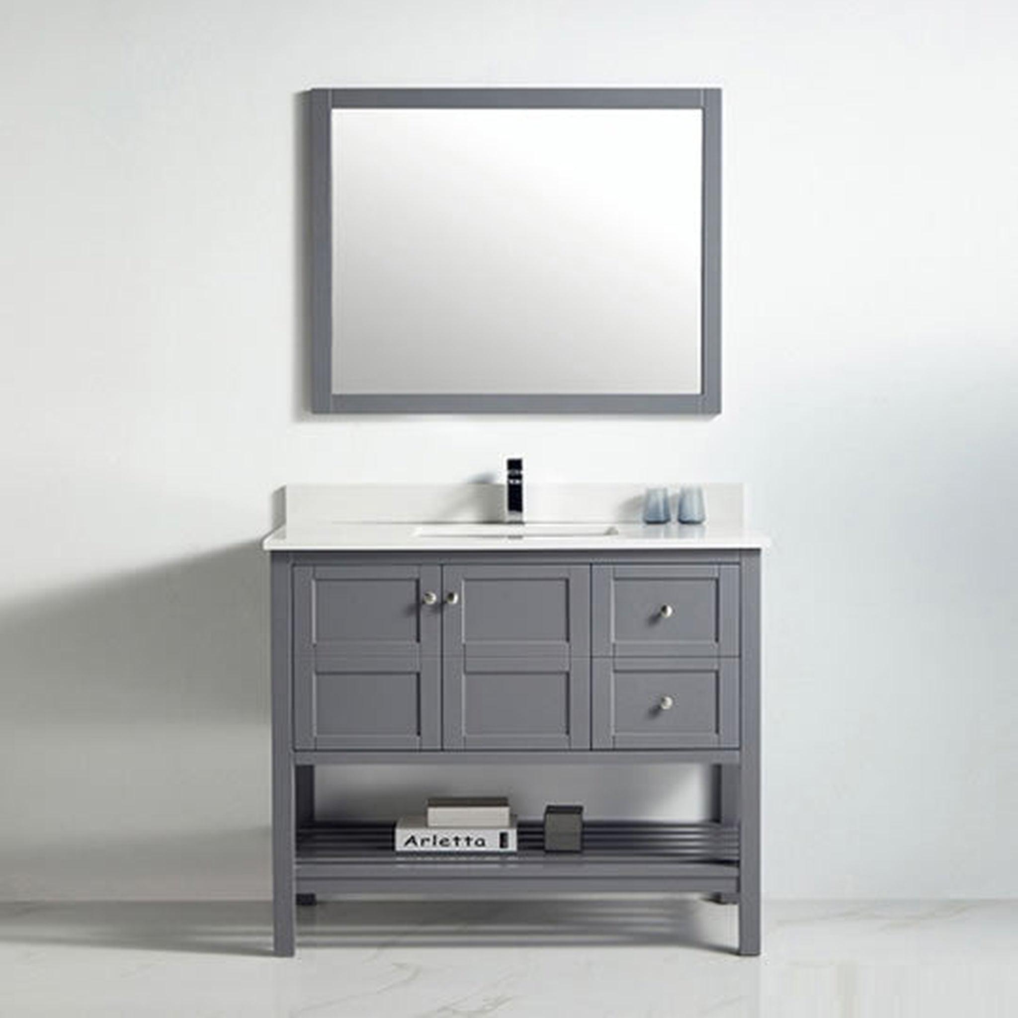 US Bath Store, BNK BCB1142R Austin Rock Grey Vanity Only Two Door Two Right Drawer Soft Close