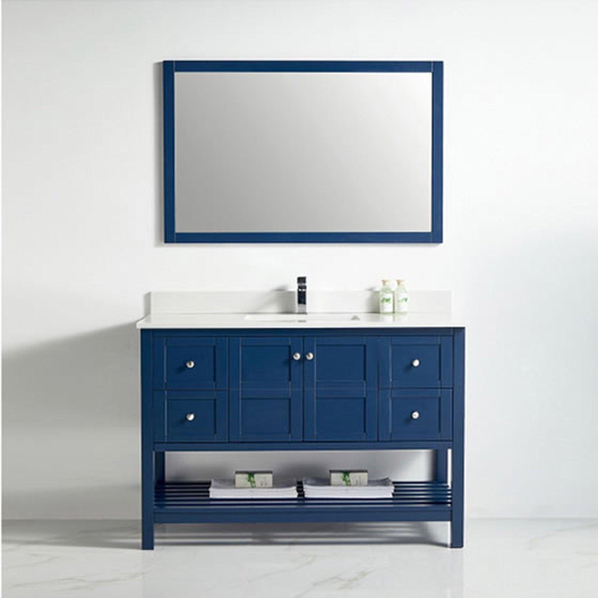 US Bath Store, BNK BCB1148 Austin Navy Blue Vanity Only Two Door Four Drawer Soft Close