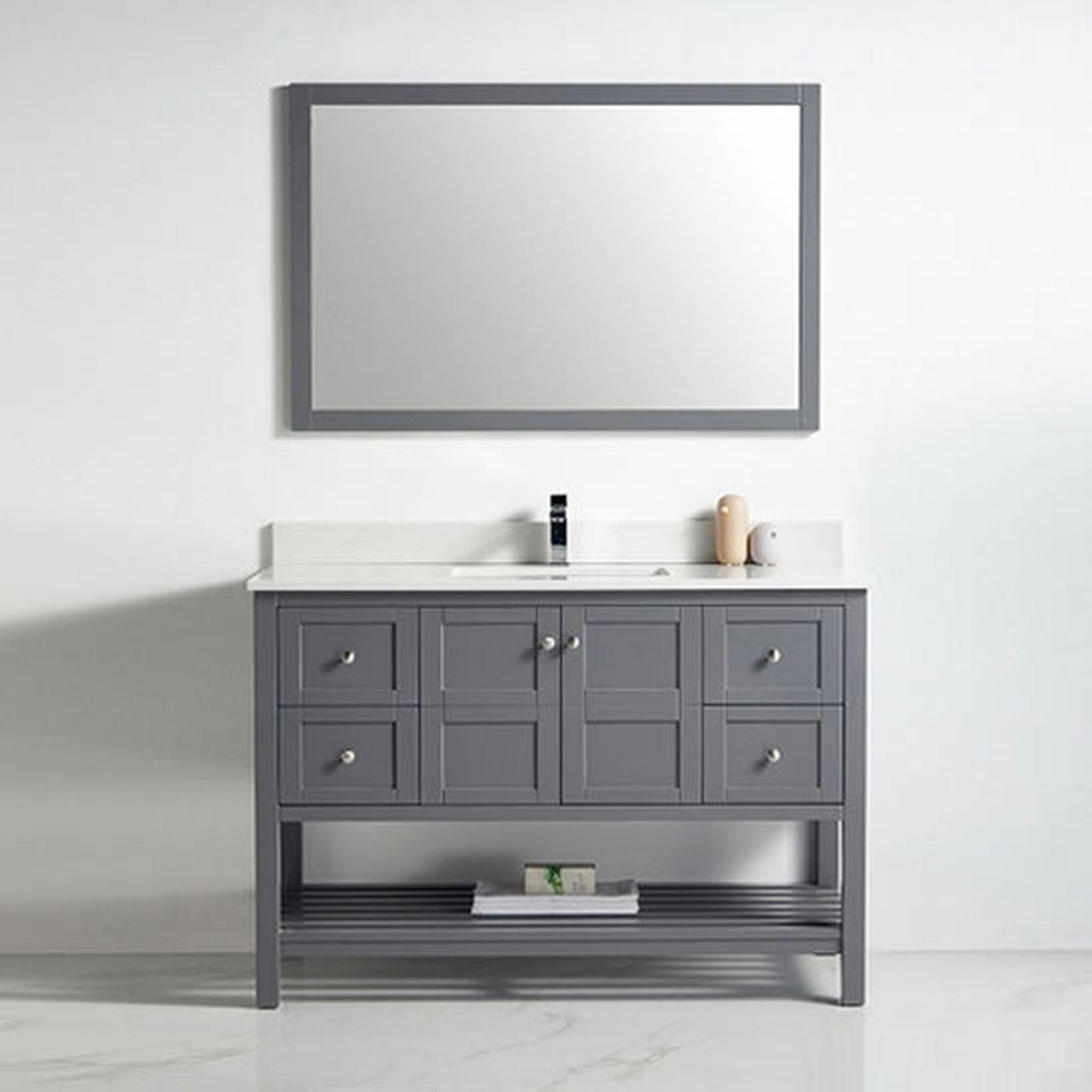 US Bath Store, BNK BCB1148 Austin Rock Grey Vanity Only Two Door Four Drawer Soft Close