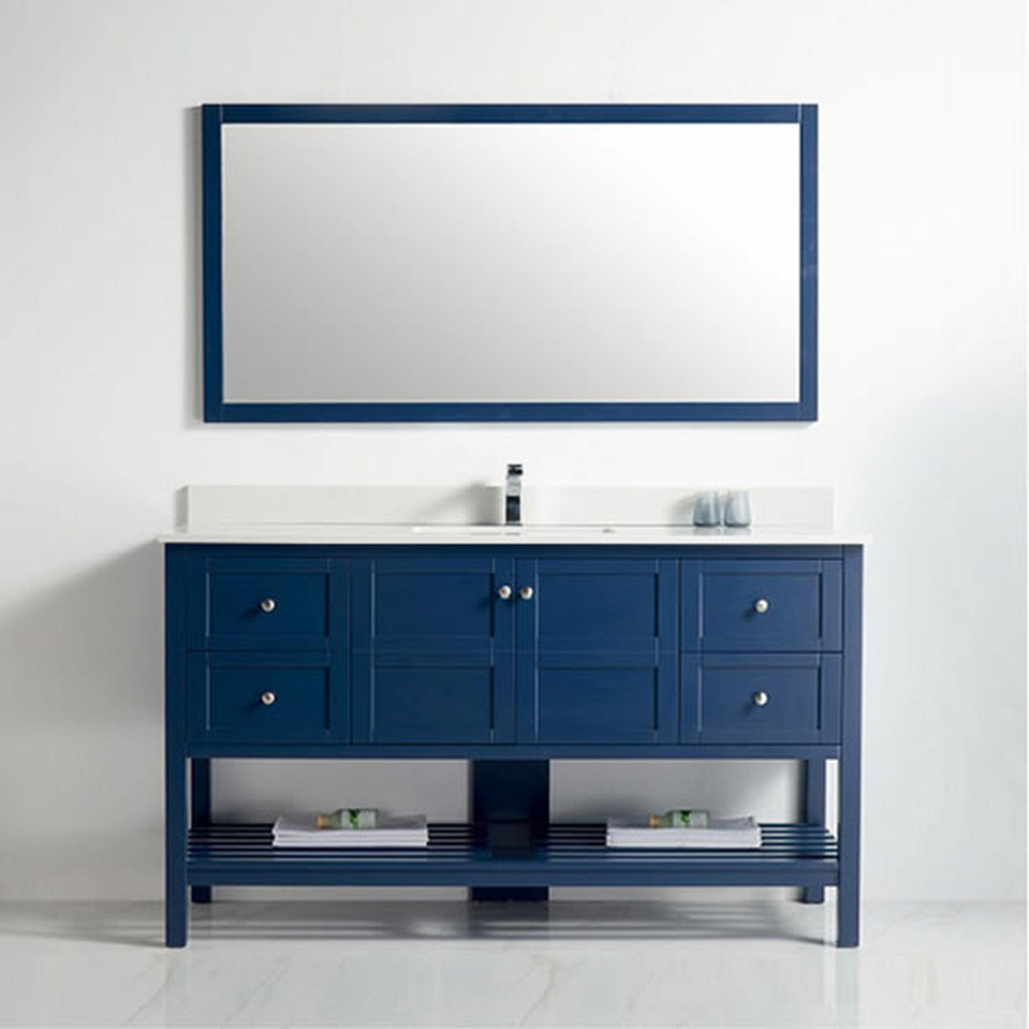 US Bath Store, BNK BCB1160S Austin Navy Blue Vanity With Single Sink Only Two Door Four Drawer Soft Close