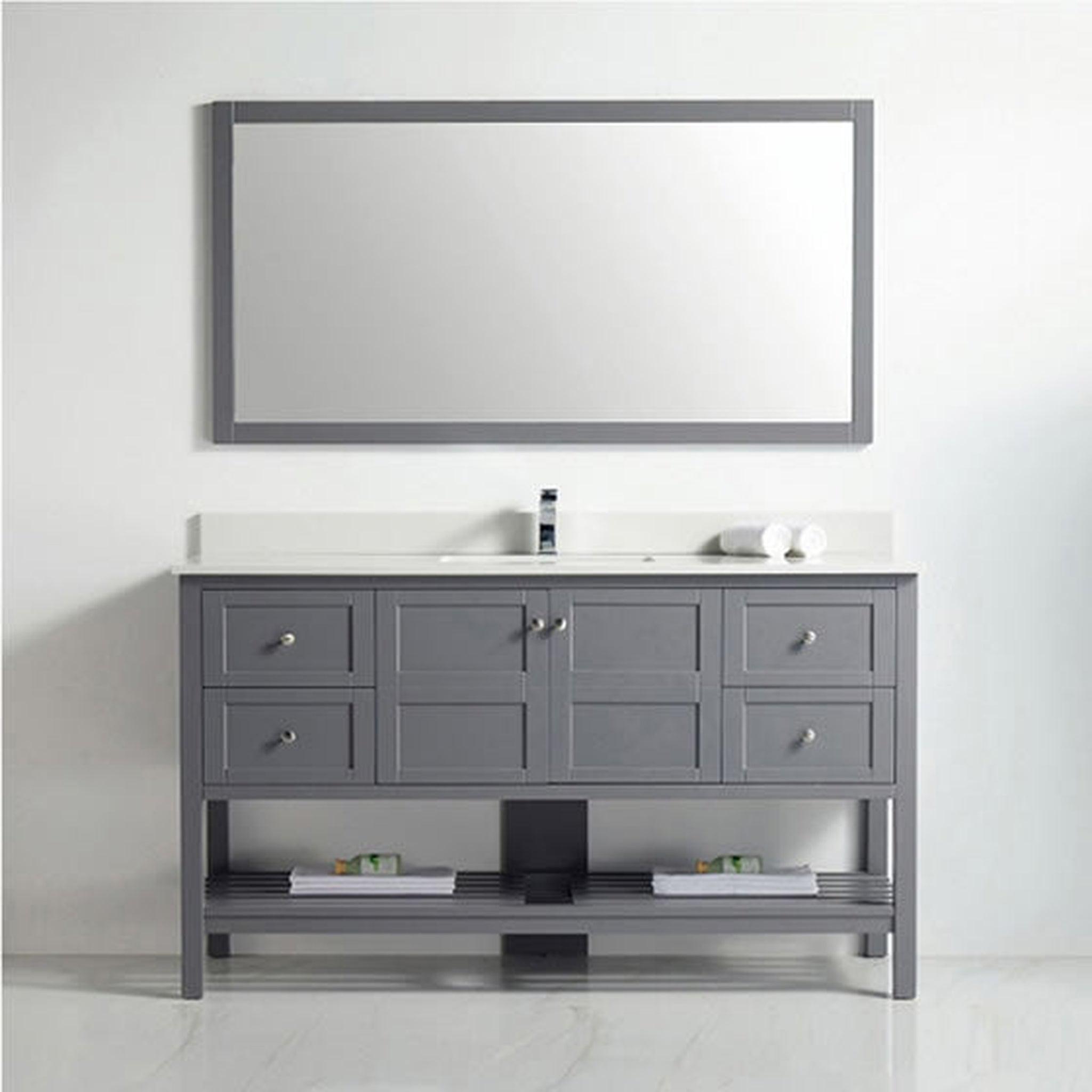 US Bath Store, BNK BCB1160S Austin Rock Grey Vanity With Single Sink Only Two Door Four Drawer Soft Close