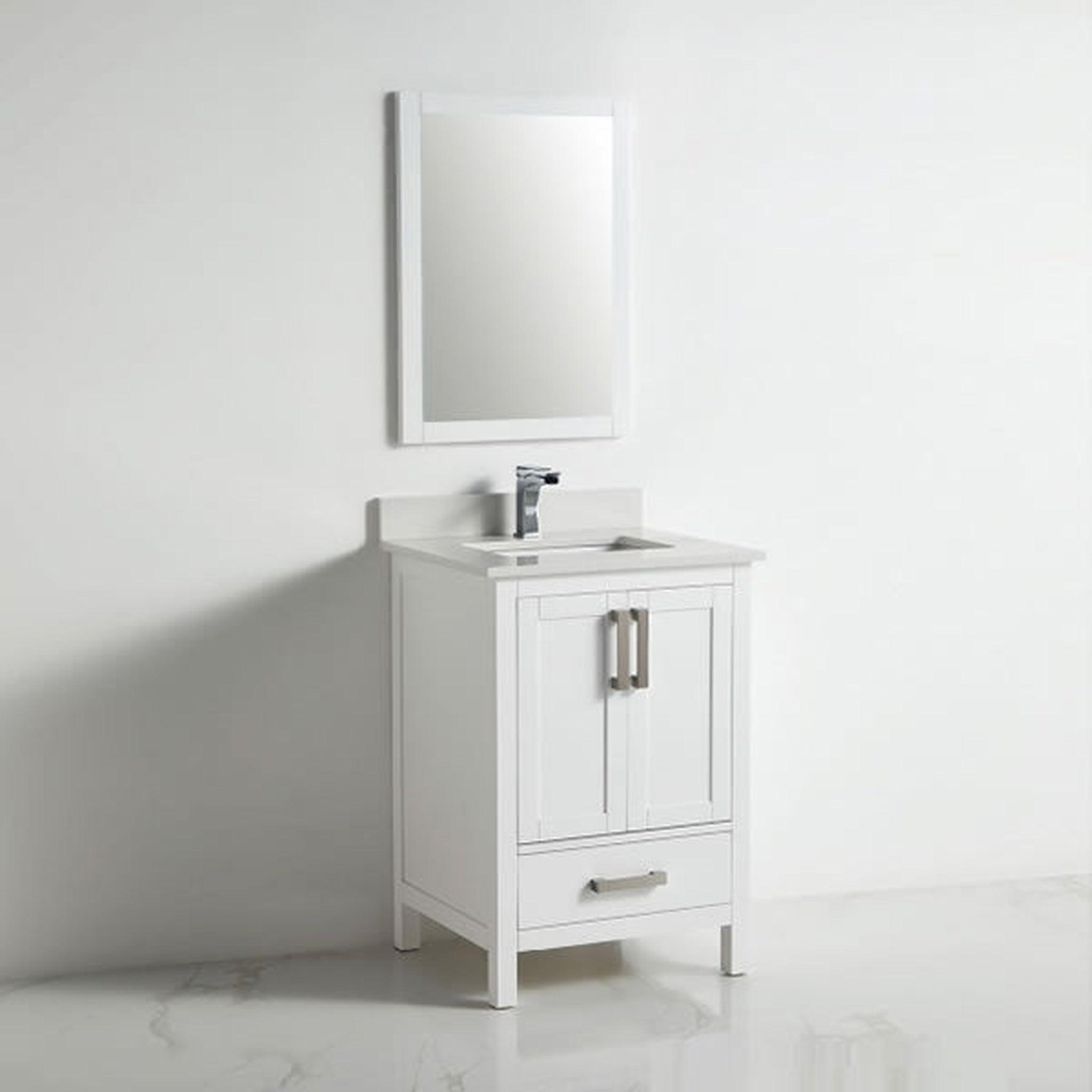 US Bath Store, BNK BCB1224 Roma Matt White Vanity Only Two-Door One Drawer Soft Close