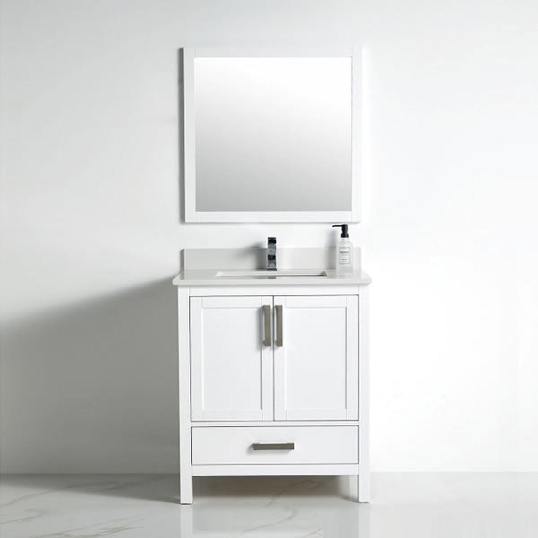 US Bath Store, BNK BCB1230 Roma Matt White Vanity Only Two-Door One Drawer Soft Close