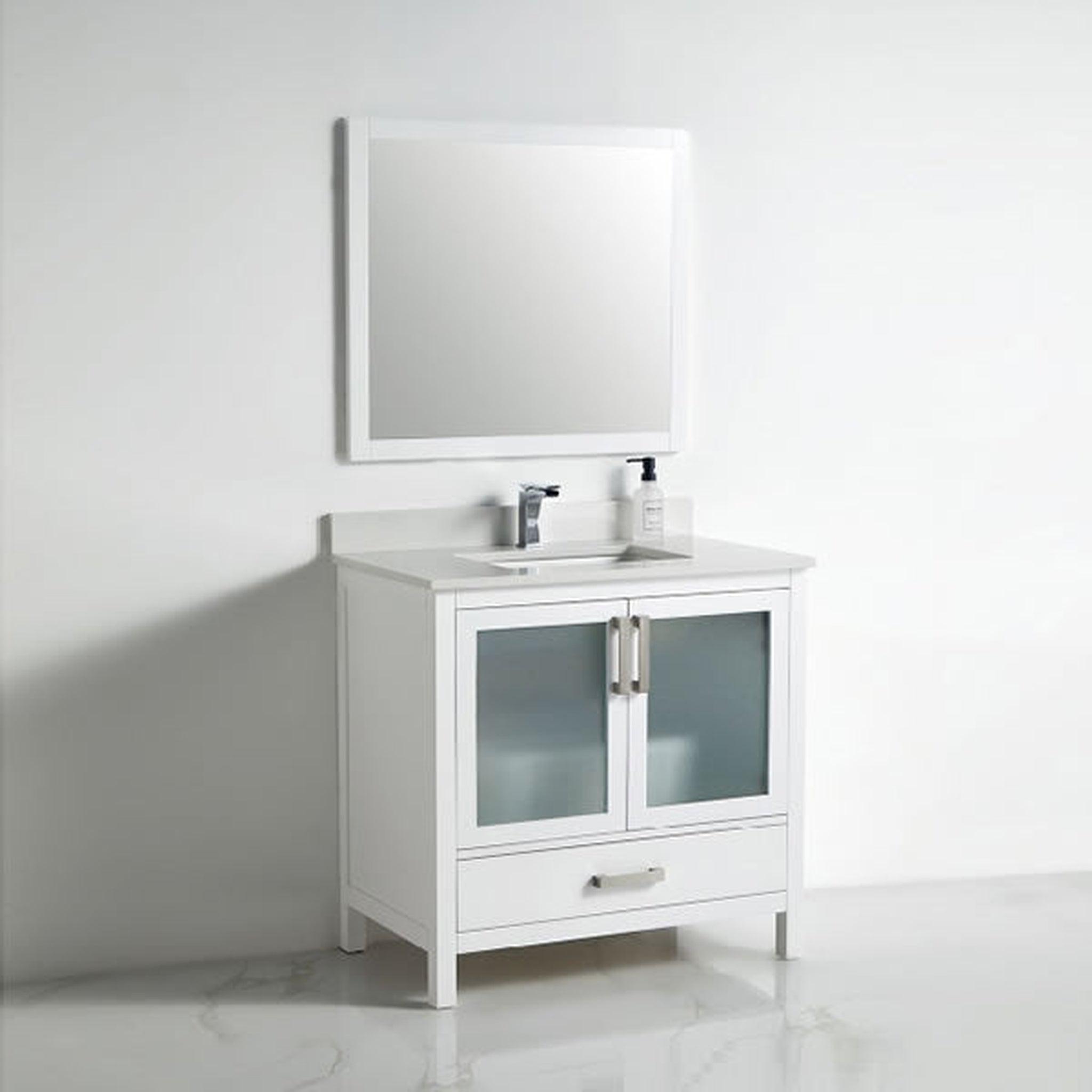 US Bath Store, BNK BCB1336 Berlin Vanity Only Two-Door One Bottom Drawer Soft Close