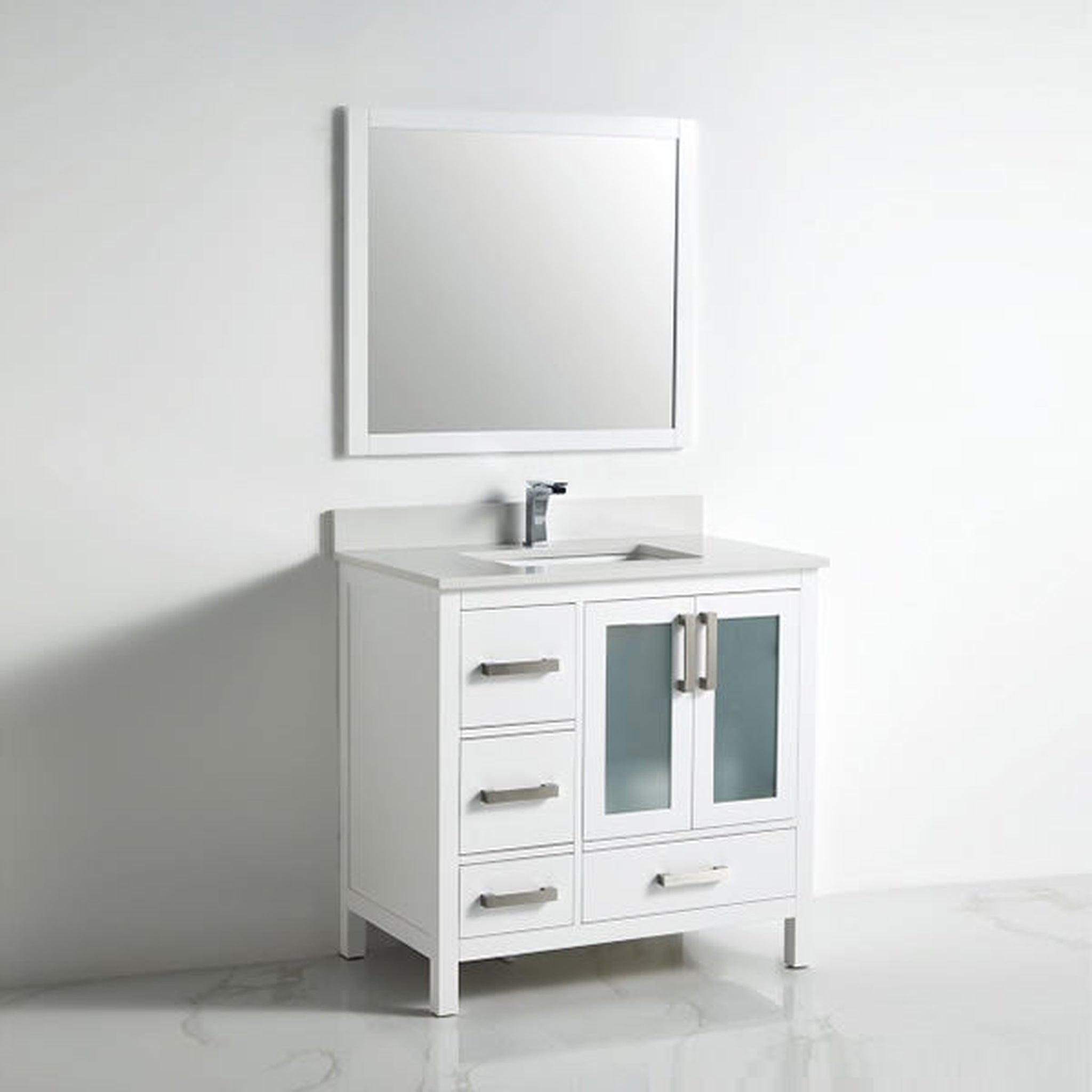 US Bath Store, BNK BCB1336L Berlin Vanity Only Two-Door Three Left Drawer Soft Close