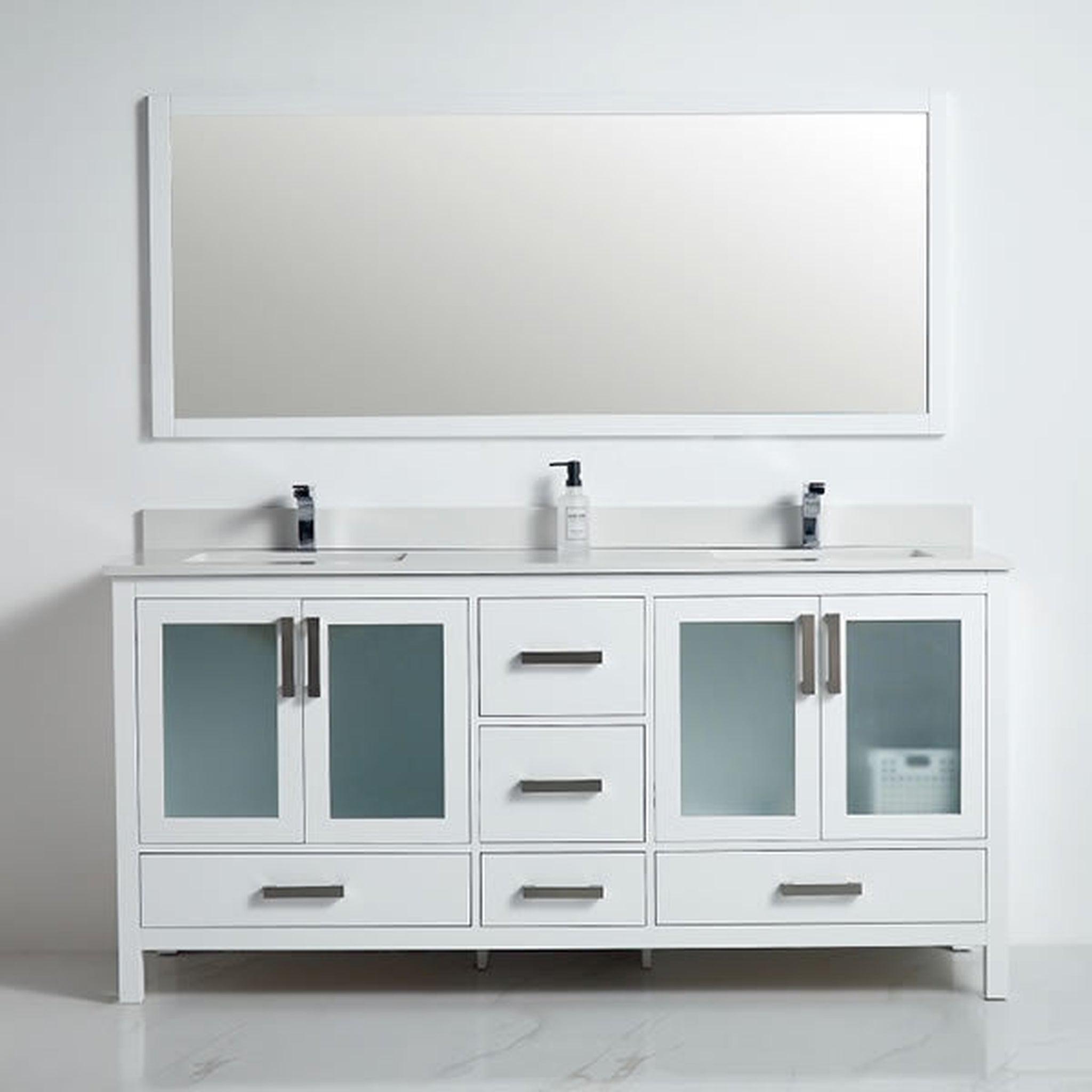 US Bath Store, BNK BCB1372 Berlin Vanity With Double-Sink Only Four-Door Five Drawer Soft Close