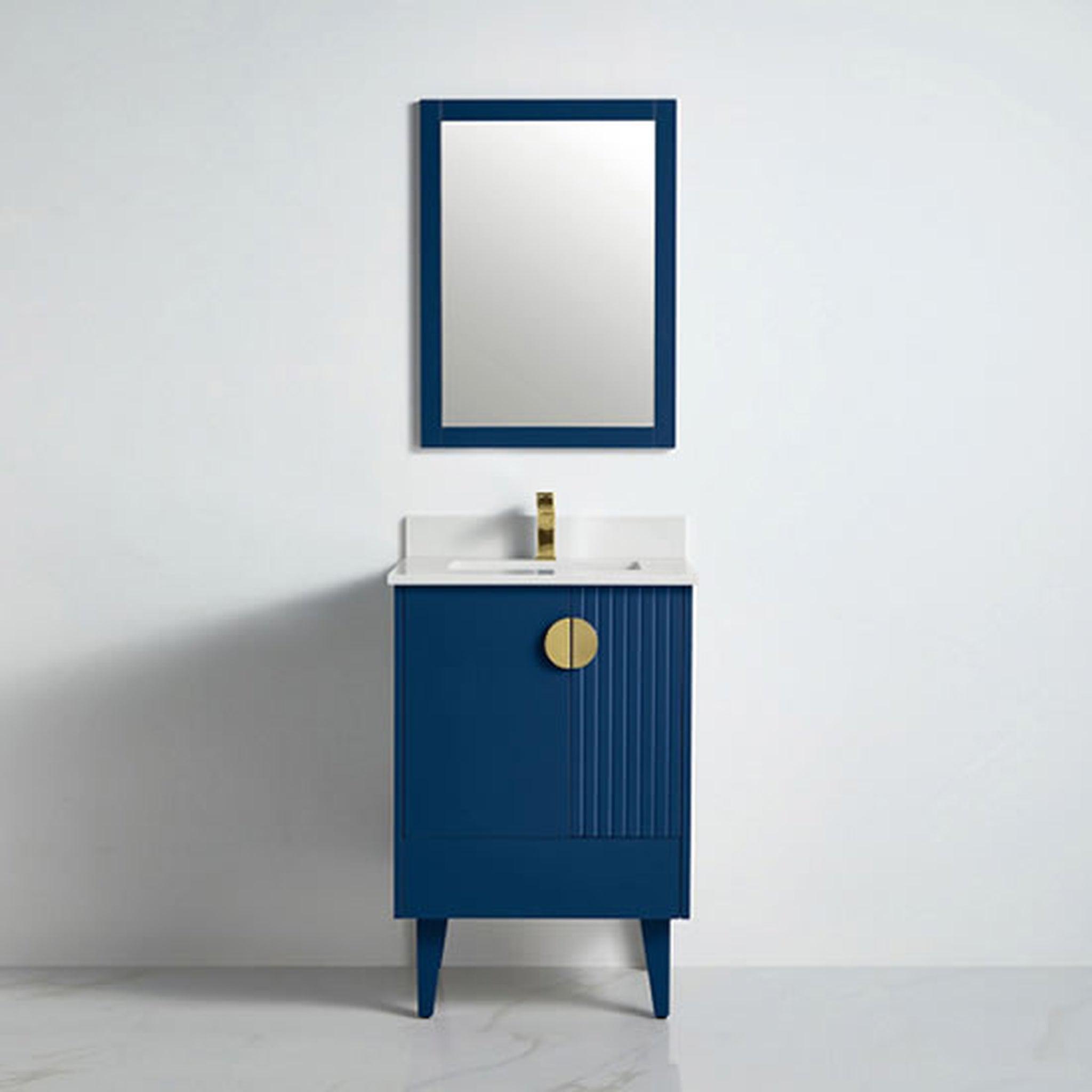 US Bath Store, BNK BCB1424NB Athens Navy Blue Vanity Only Two Glass Door One Drawer Soft Close