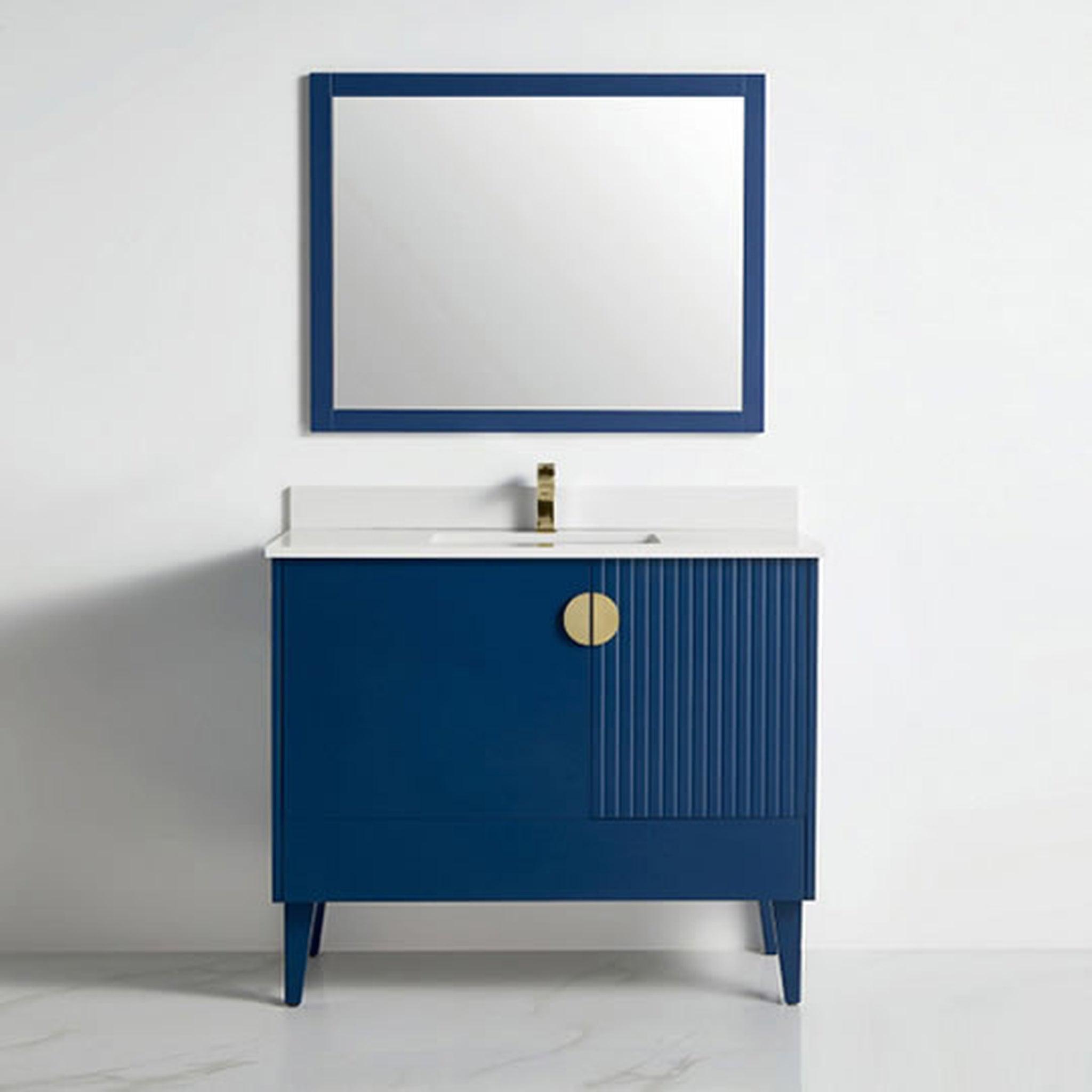 US Bath Store, BNK BCB1442NB Athens Navy Blue Vanity Only Two-Door One Left Drawer Soft Close