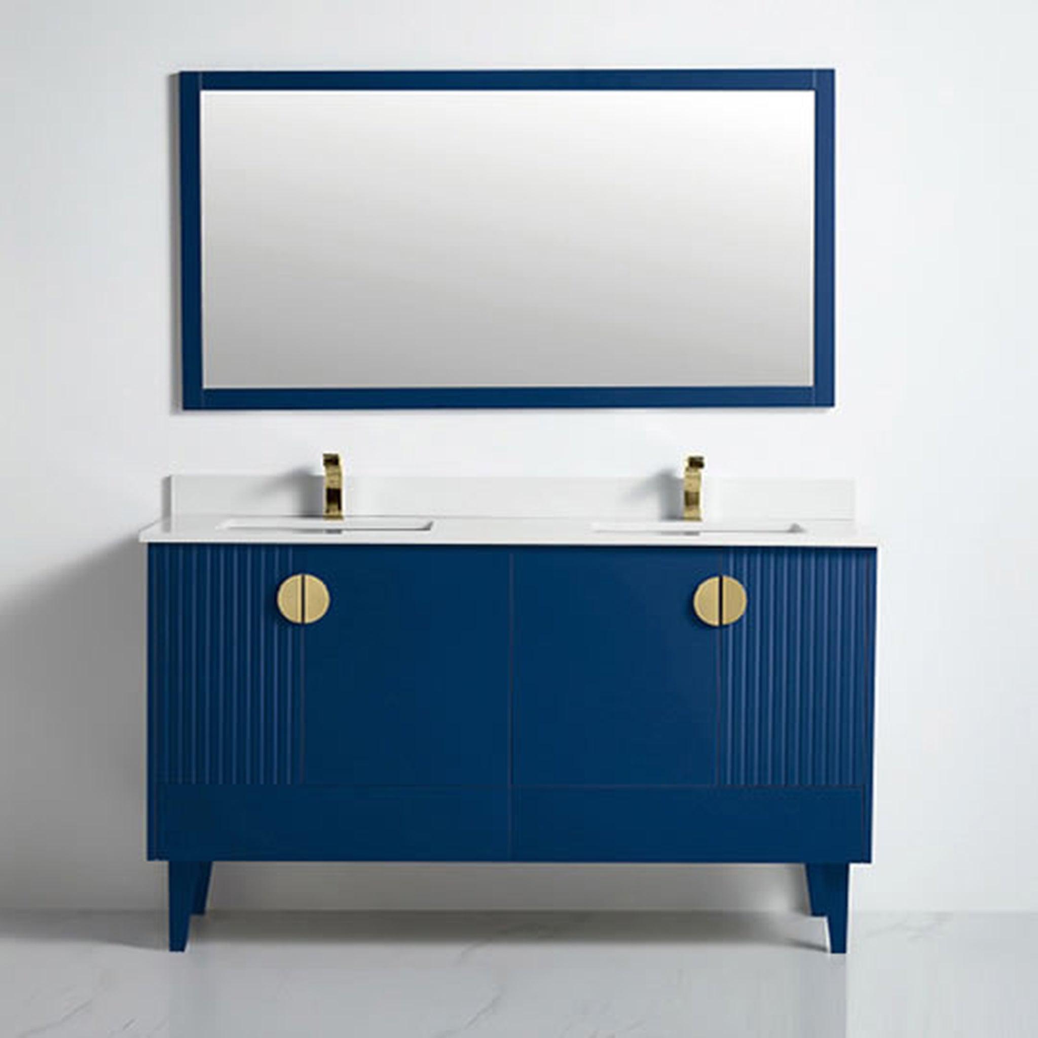 US Bath Store, BNK BCB1460DNB Athens Navy Blue Vanity Only Four-Door One Left Drawer Soft Close