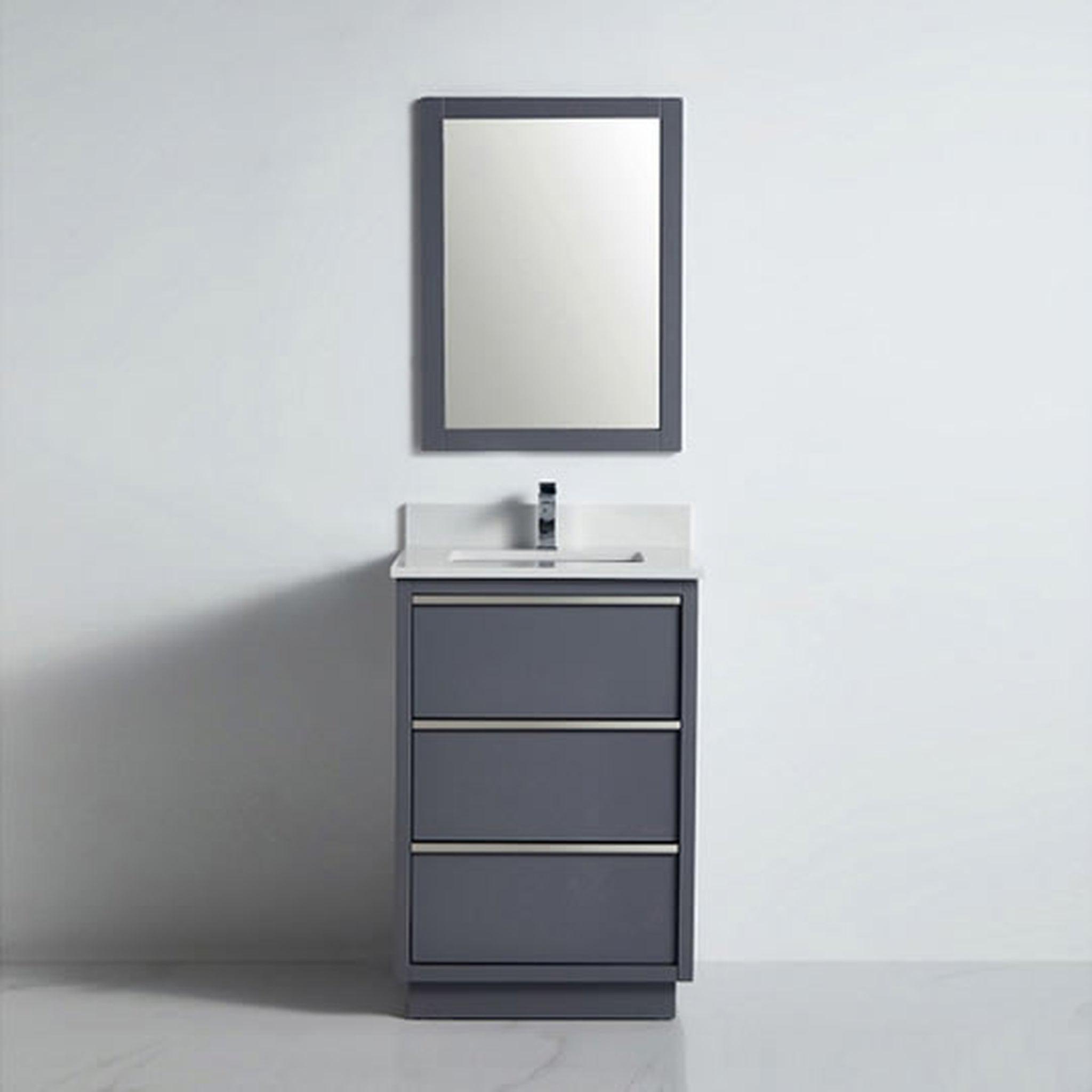 US Bath Store, BNK BCB1524RG Denver Rock Grey Vanity Only Three Drawer Soft Close