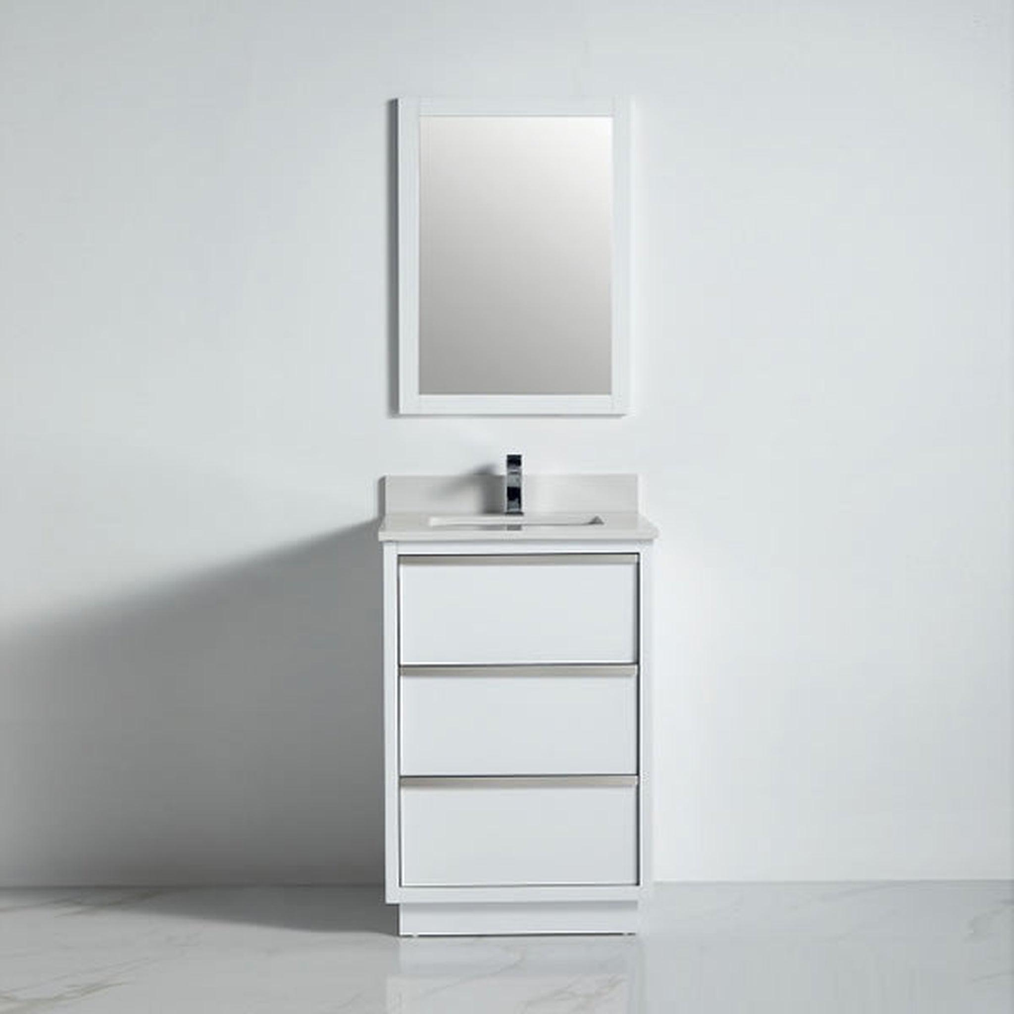 US Bath Store, BNK BCB1524WH Denver Matt White Vanity Only Three Drawer Soft Close