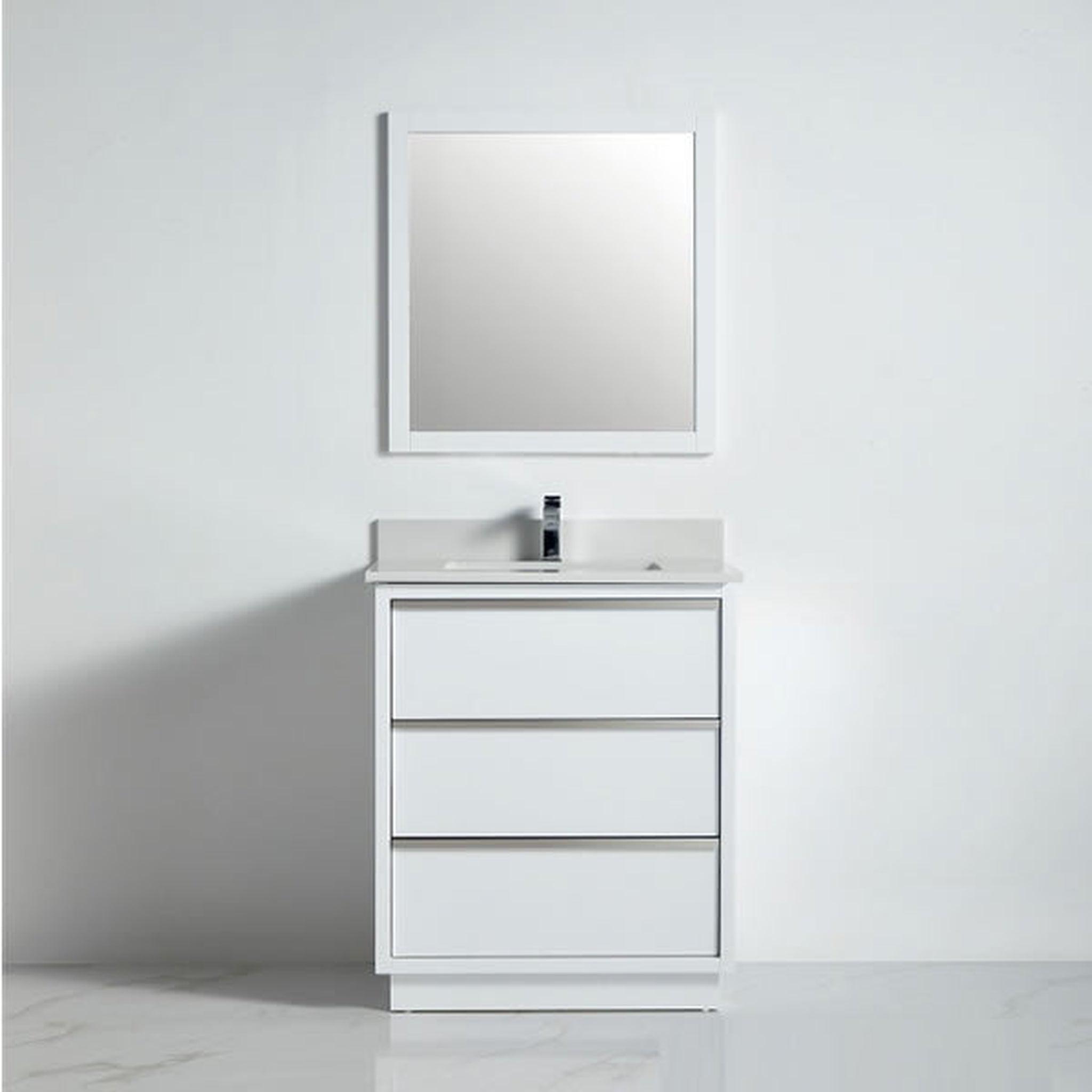 US Bath Store, BNK BCB1530WH Denver Matt White Vanity Only Three Drawer Soft Close