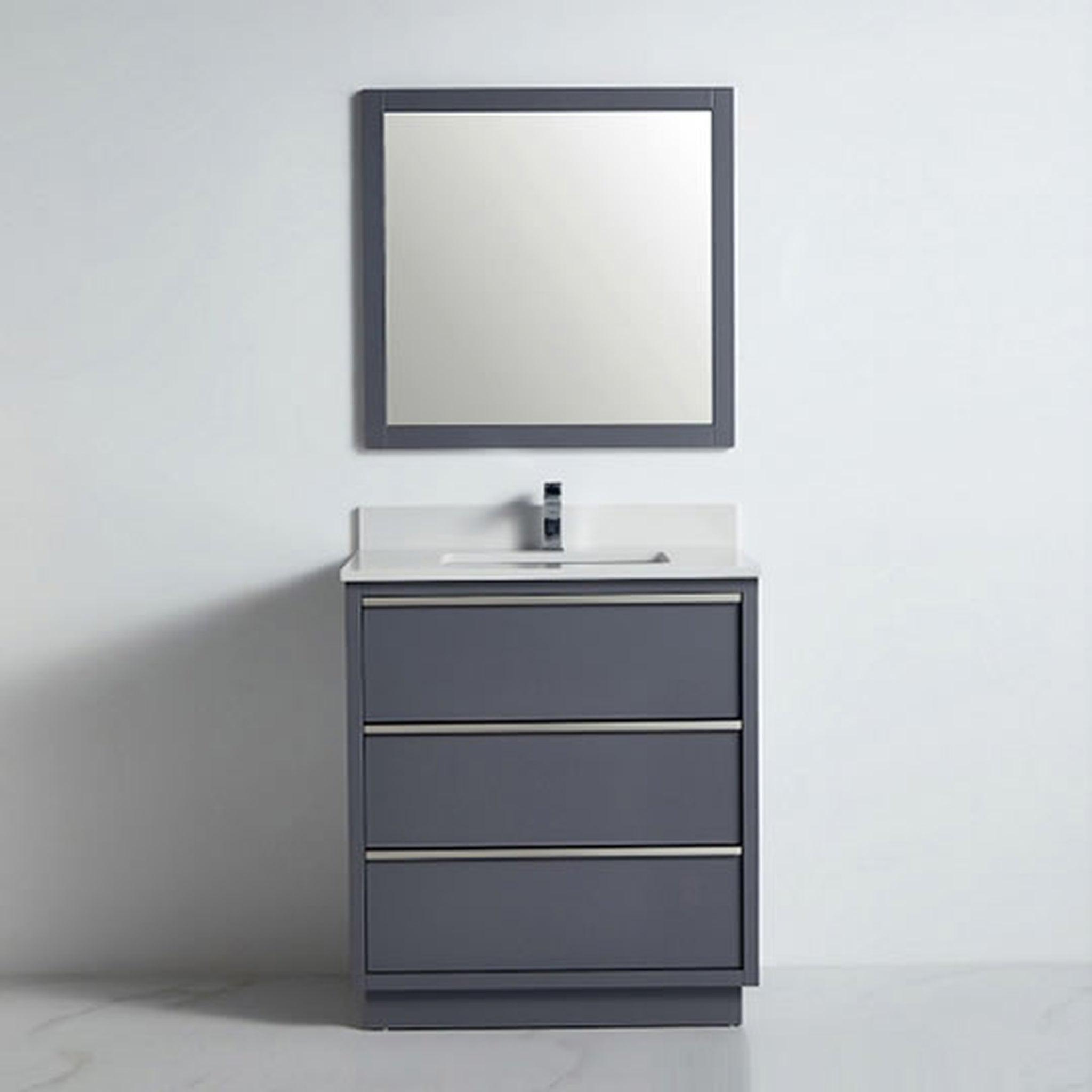 US Bath Store, BNK BCB1532RG Denver Rock Grey Vanity Only Three Drawer Soft Close