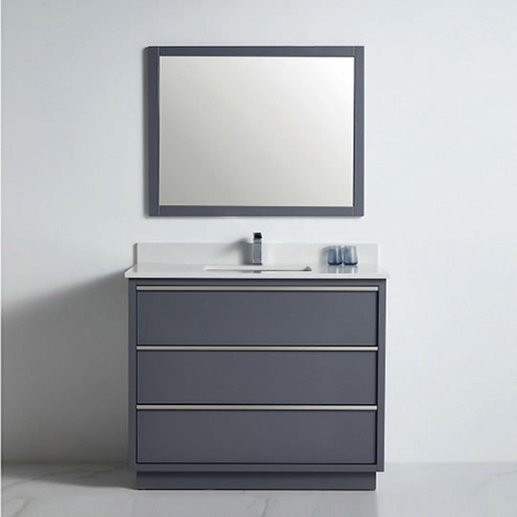 US Bath Store, BNK BCB1542RG Denver Rock Grey Vanity Only Three Drawer Soft Close