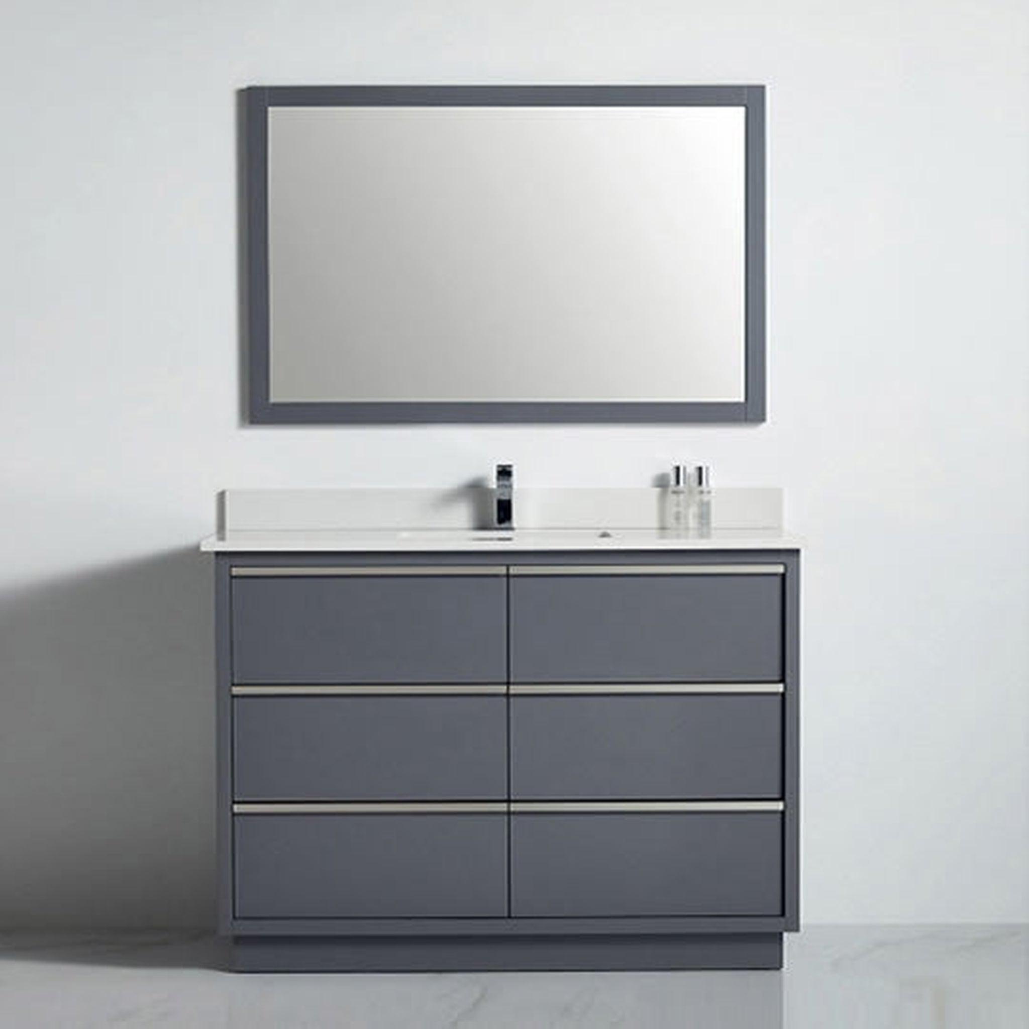 US Bath Store, BNK BCB1548RG Denver Rock Grey Vanity Only Six Drawer Soft Close