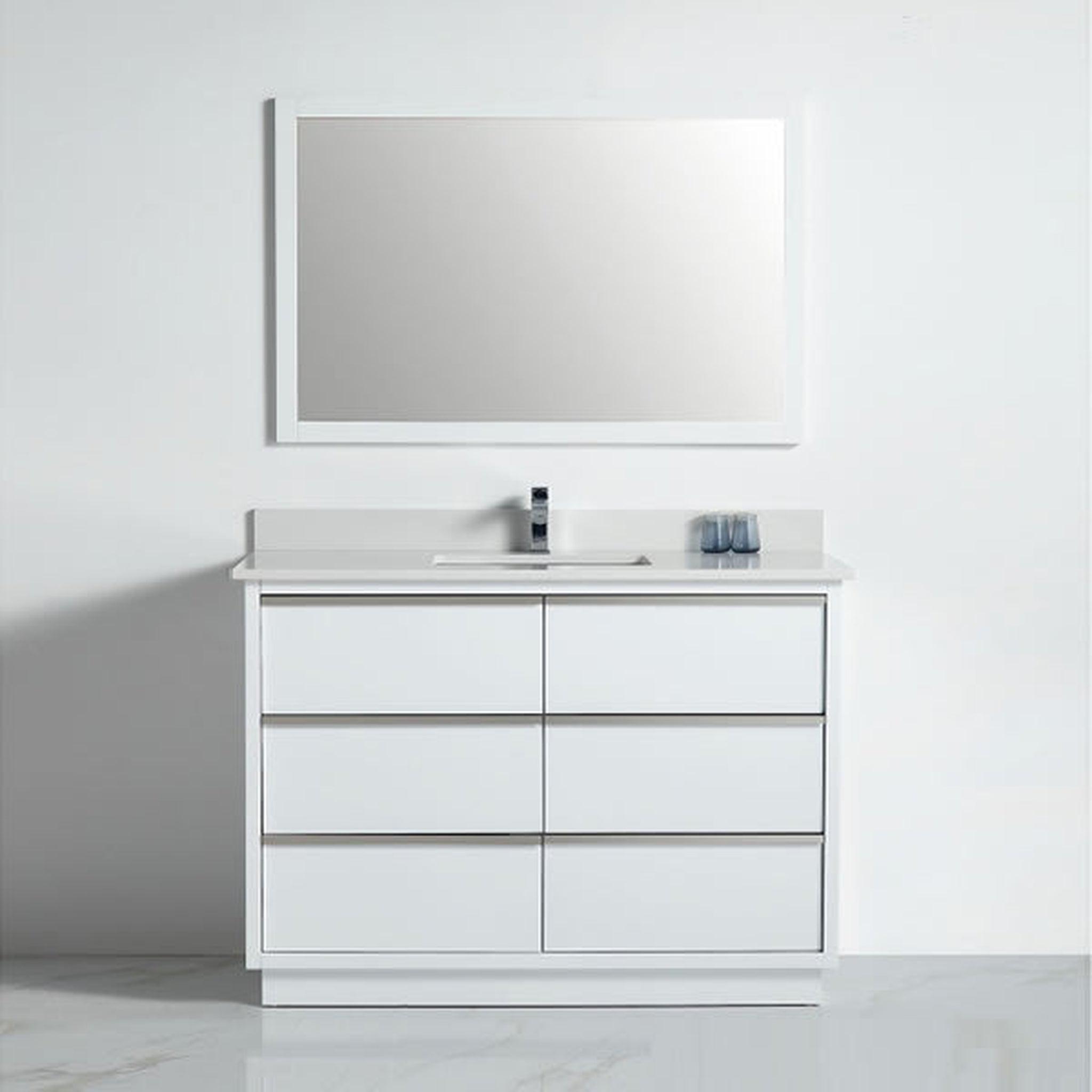 US Bath Store, BNK BCB1548WH Denver Matt White Vanity Only Six Drawer Soft Close