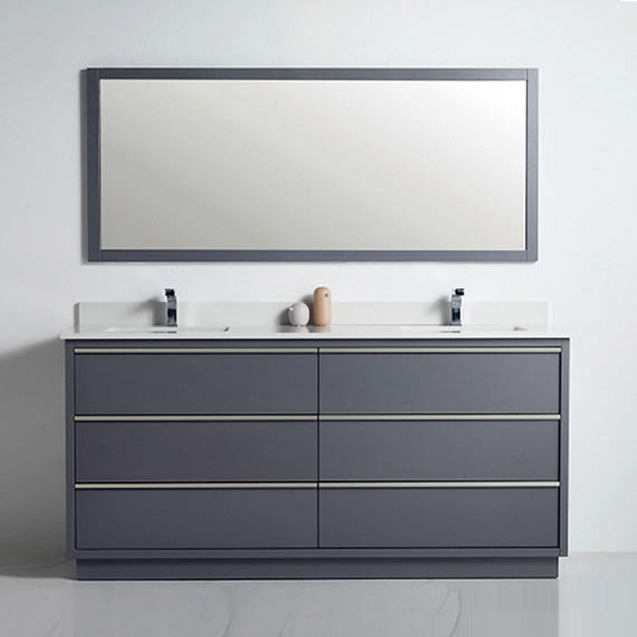 US Bath Store, BNK BCB1572RG Denver Rock Grey Vanity Only Six Drawer Soft Close