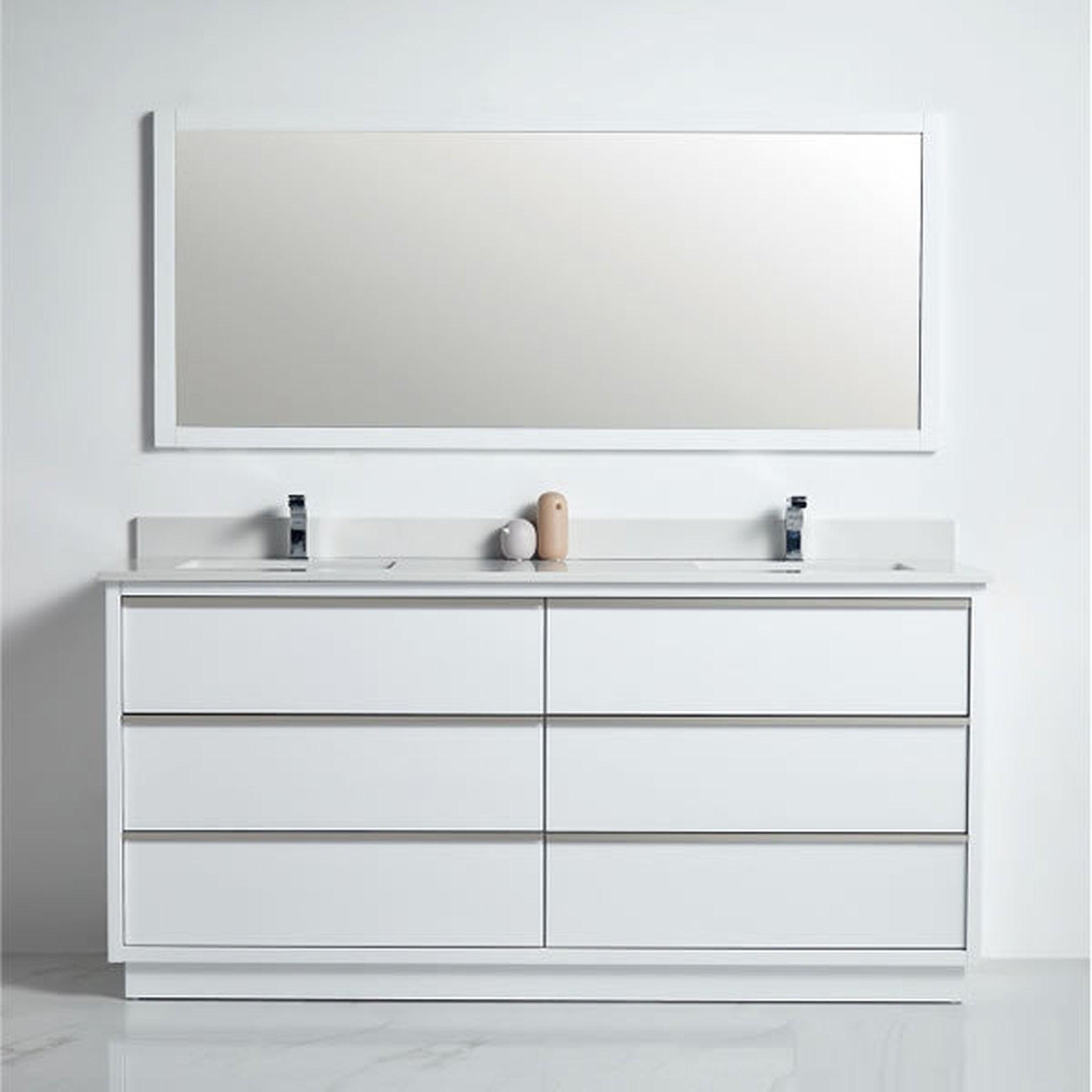 US Bath Store, BNK BCB1572WH Denver Matt White Vanity Only Six Drawer Soft Close