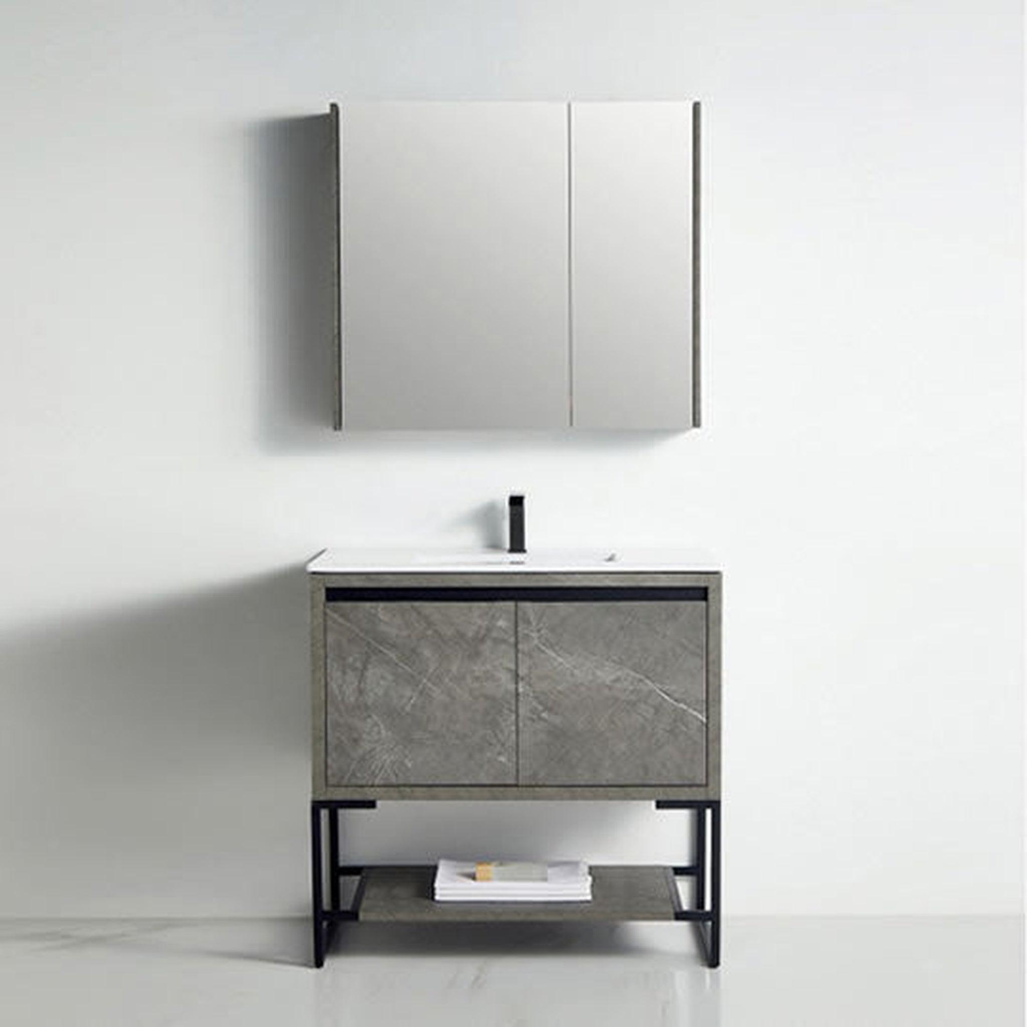 US Bath Store, BNK BCB2036GMG Zurich Grey Mable Grain Vanity Only Two-Door Soft Close