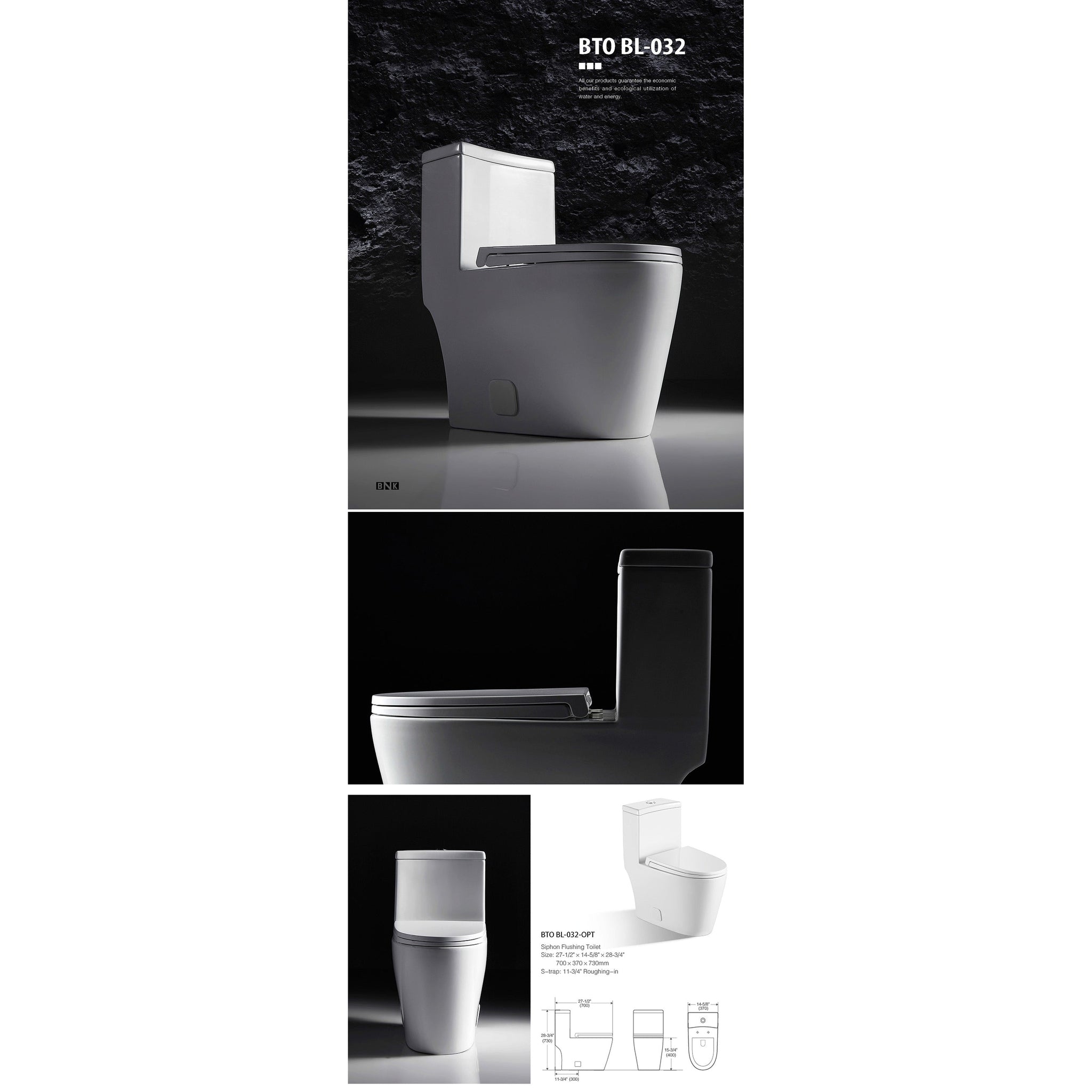 US Bath Store, BNK BTO BL-032 Siphon Flushing Toilet