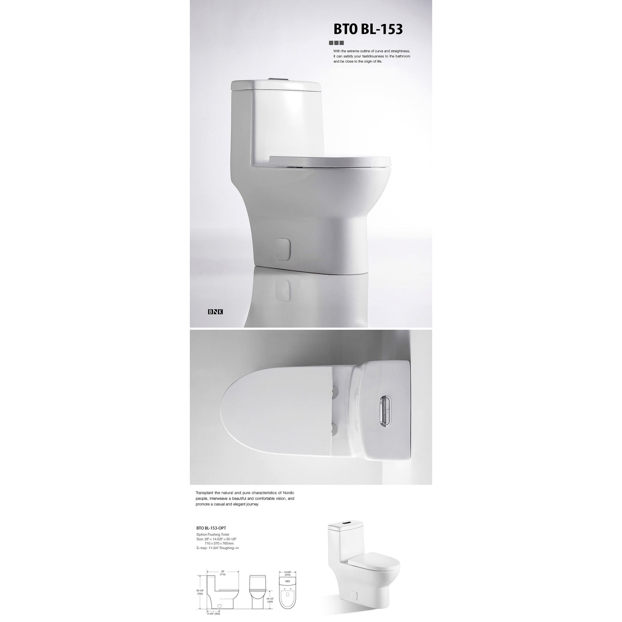 US Bath Store, BNK BTO BL-153 Siphon Flushing Toilet