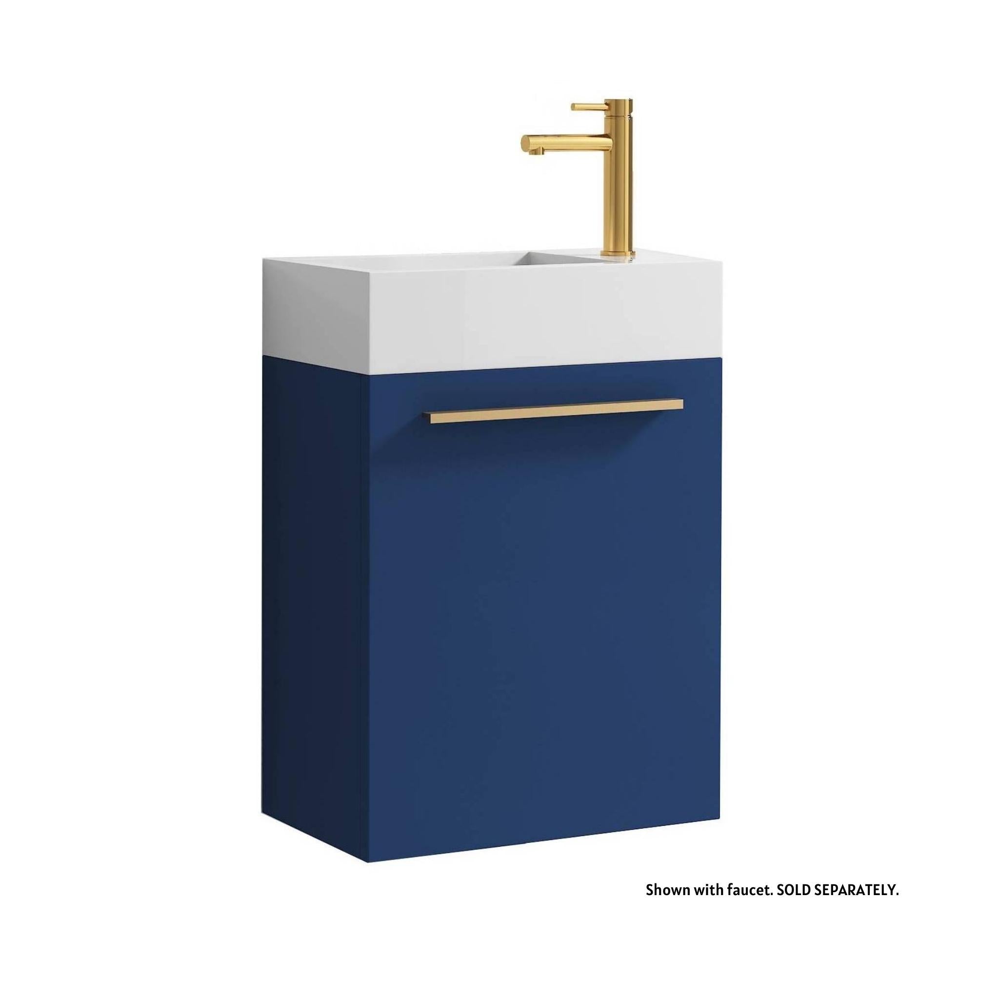 Blossom, Blossom Colmar 18" 1-Door Navy Blue Wall-Mounted Vanity With Acrylic Top And Integrated Single Sink