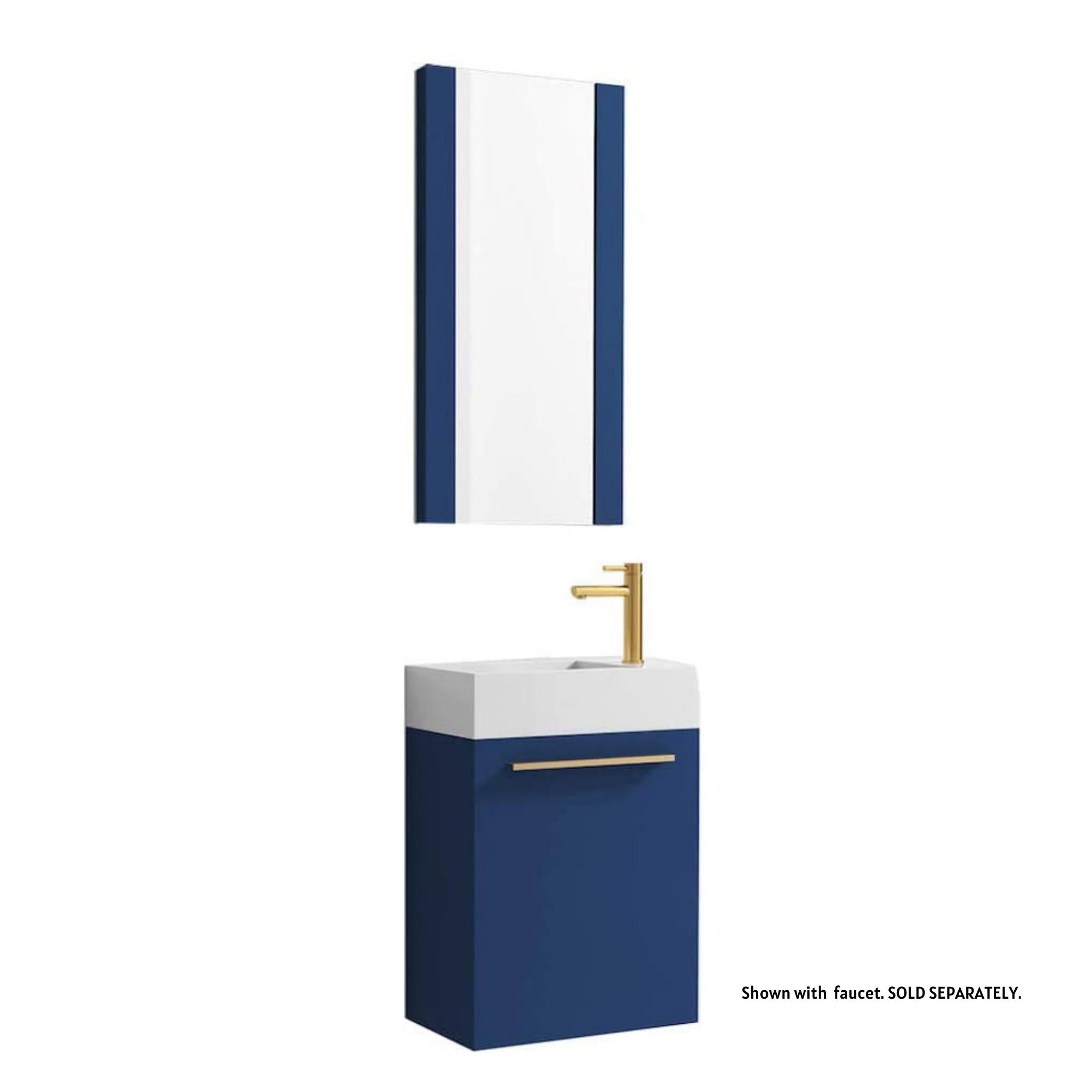 Blossom, Blossom Colmar 18" 1-Door Navy Blue Wall-Mounted Vanity With Mirror, Acrylic Top And Integrated Single Sink