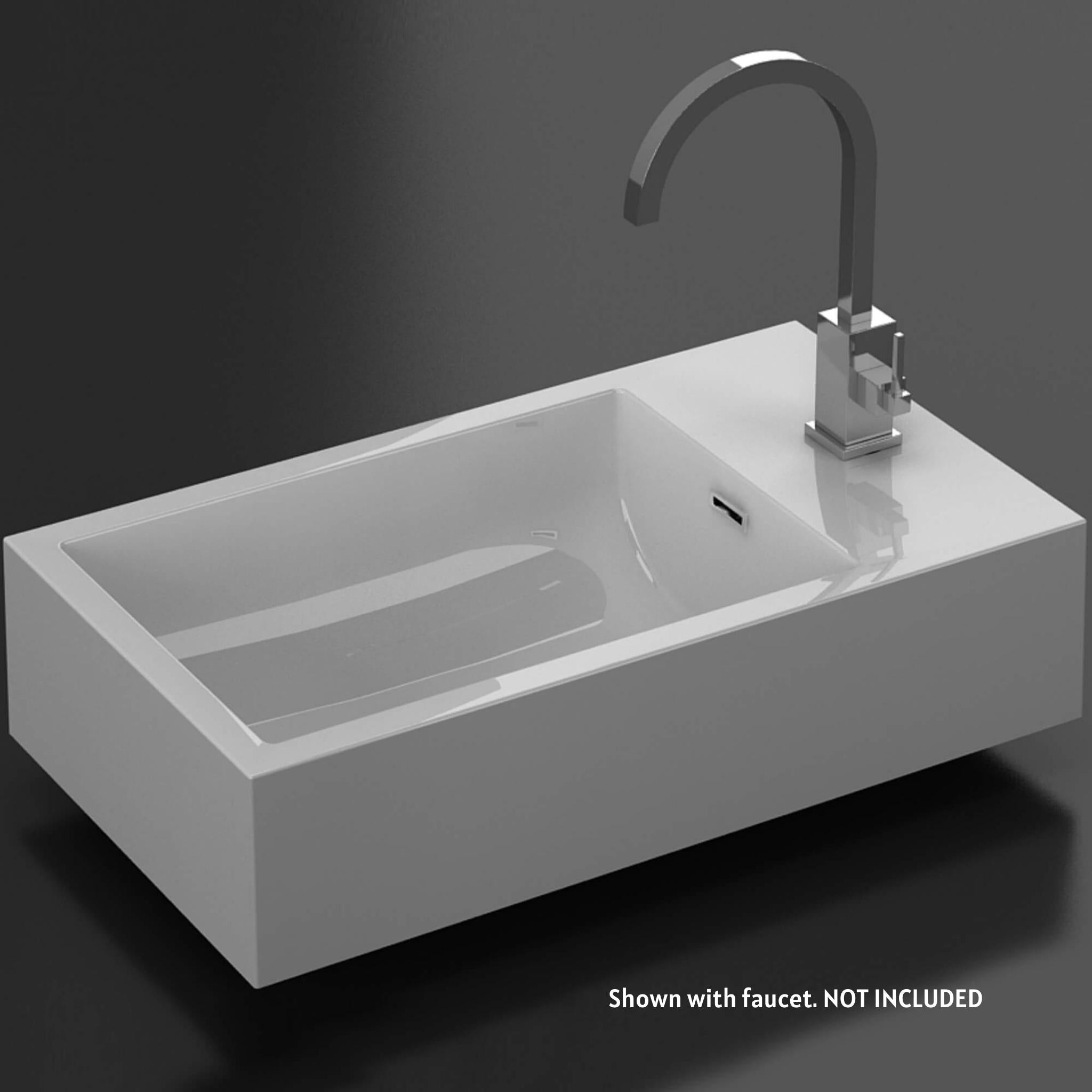 Blossom, Blossom Colmar 18" x 10" White Rectangular Acrylic Vanity Top With Integrated Single Sink and Overflow