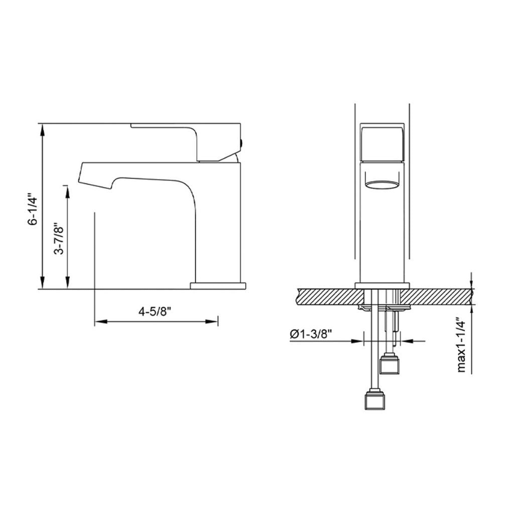 Blossom, Blossom Diamond Series Sancy 5" x 6" Brushed Nickel Lever Handle Bathroom Sink Single Hole Faucet