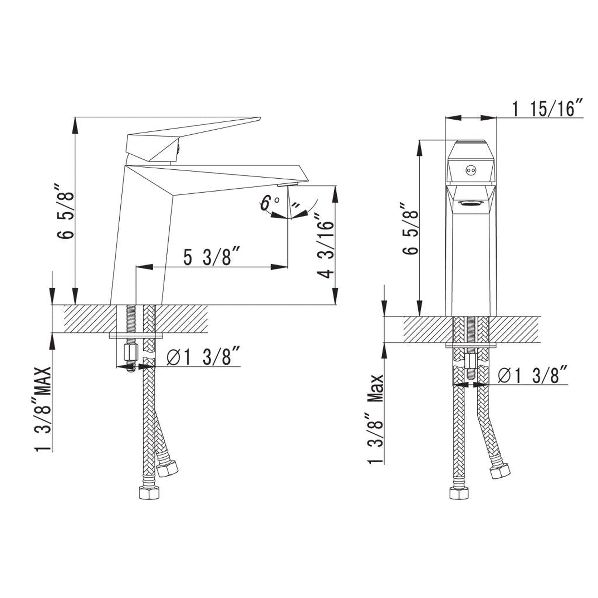 Blossom, Blossom F01 101 5" x 7" Brushed Nickel Lever Handle Bathroom Sink Single Hole Faucet