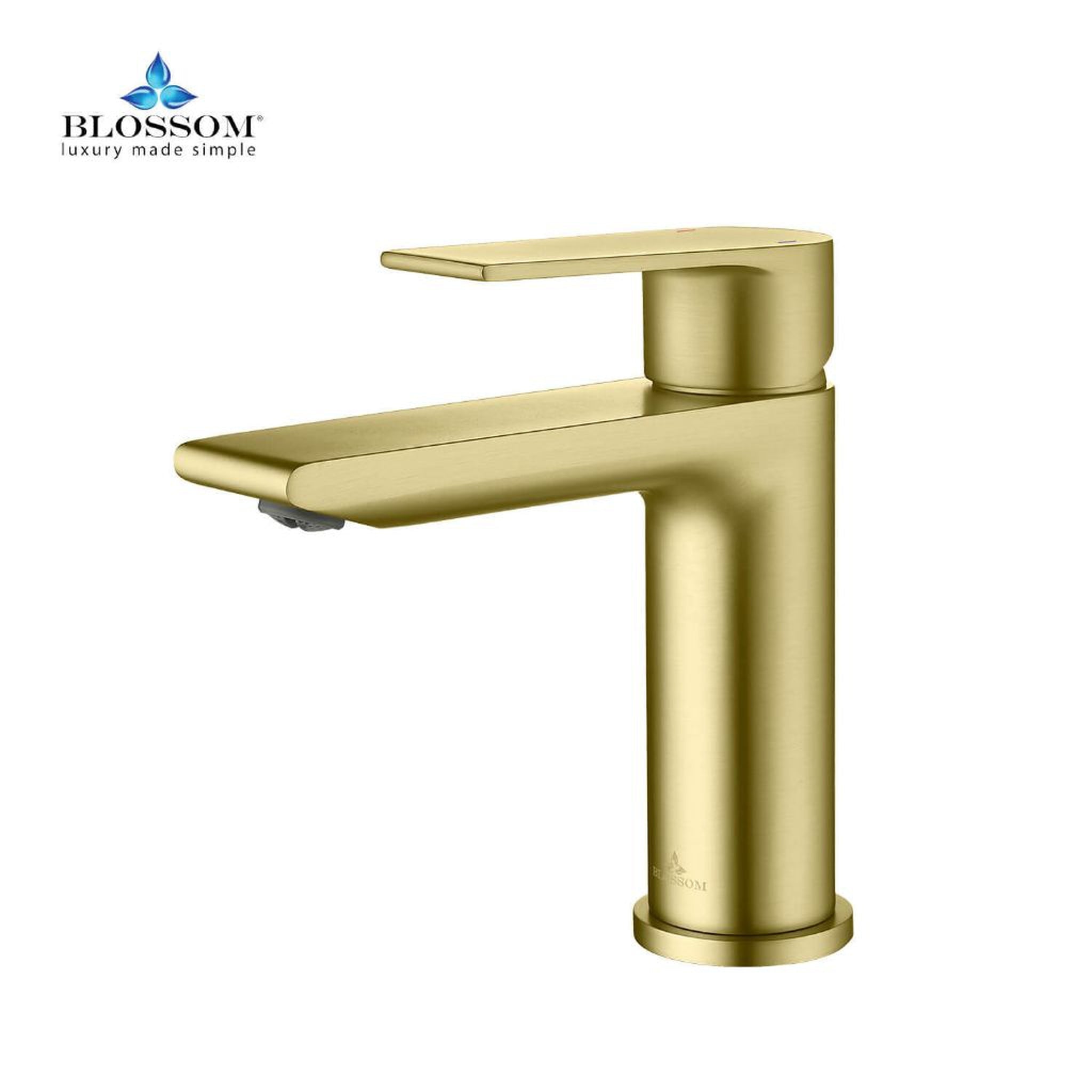 Blossom, Blossom F01 102 5" x 6" Brushed Gold Lever Handle Bathroom Sink Single Hole Faucet