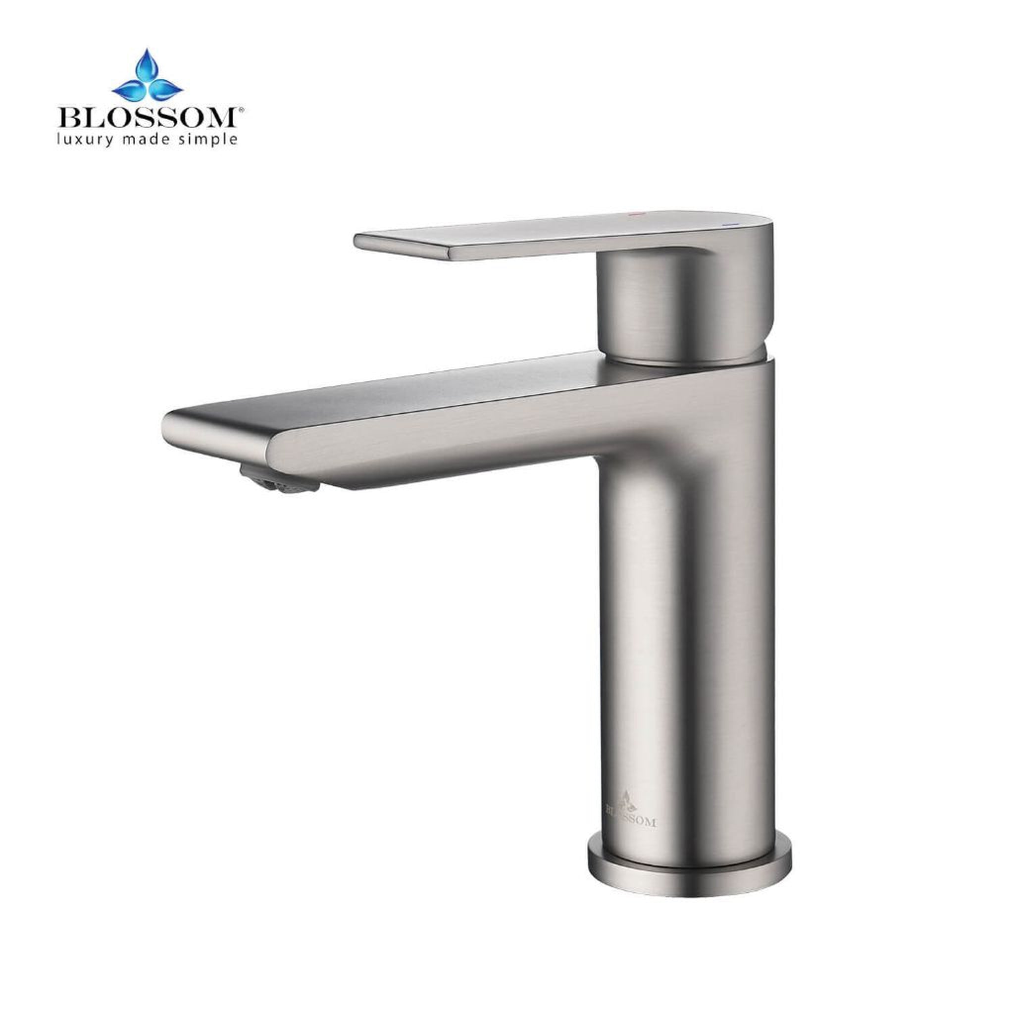 Blossom, Blossom F01 102 5" x 6" Brushed Nickel Lever Handle Bathroom Sink Single Hole Faucet