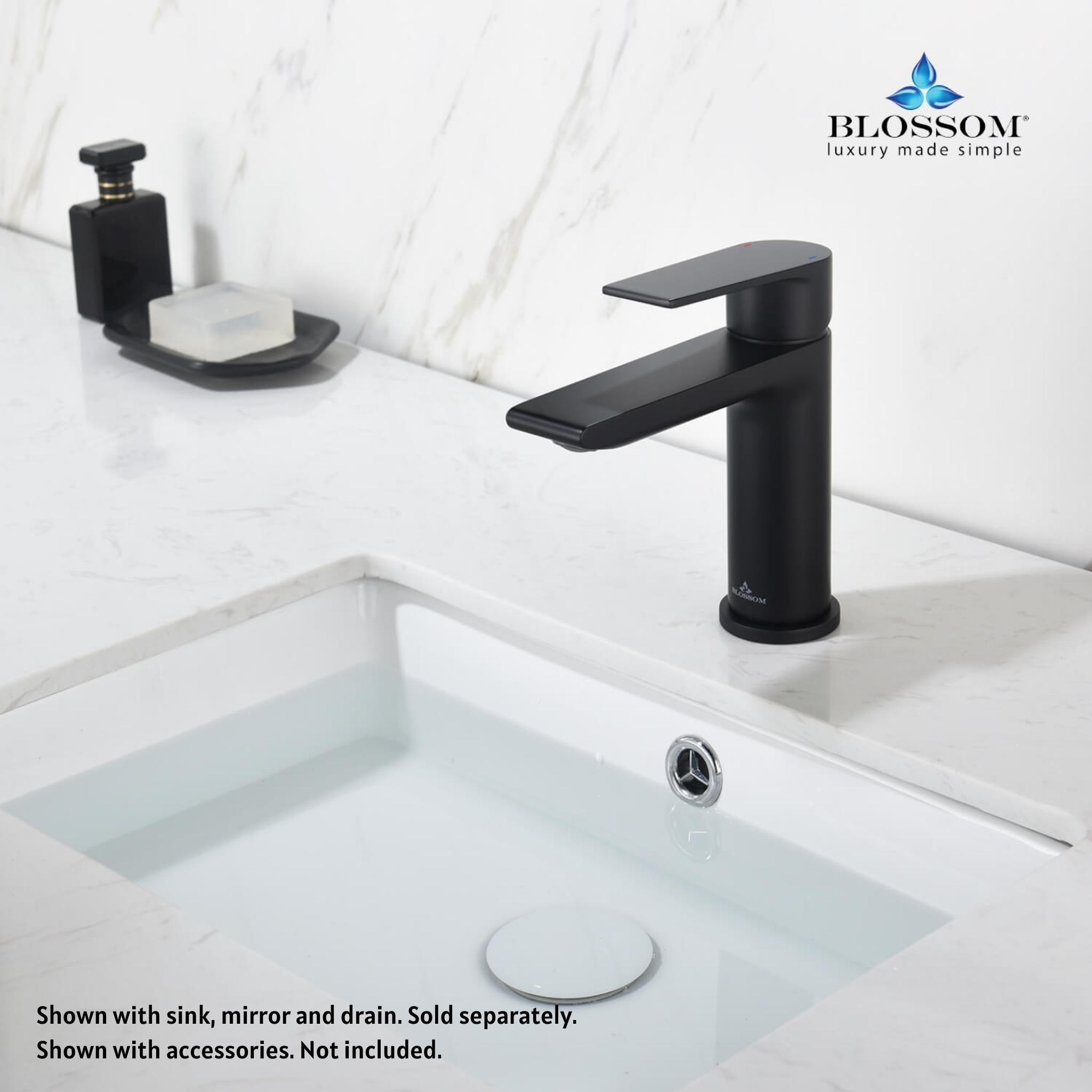 Blossom, Blossom F01 102 5" x 6" Matte Black Lever Handle Bathroom Sink Single Hole Faucet