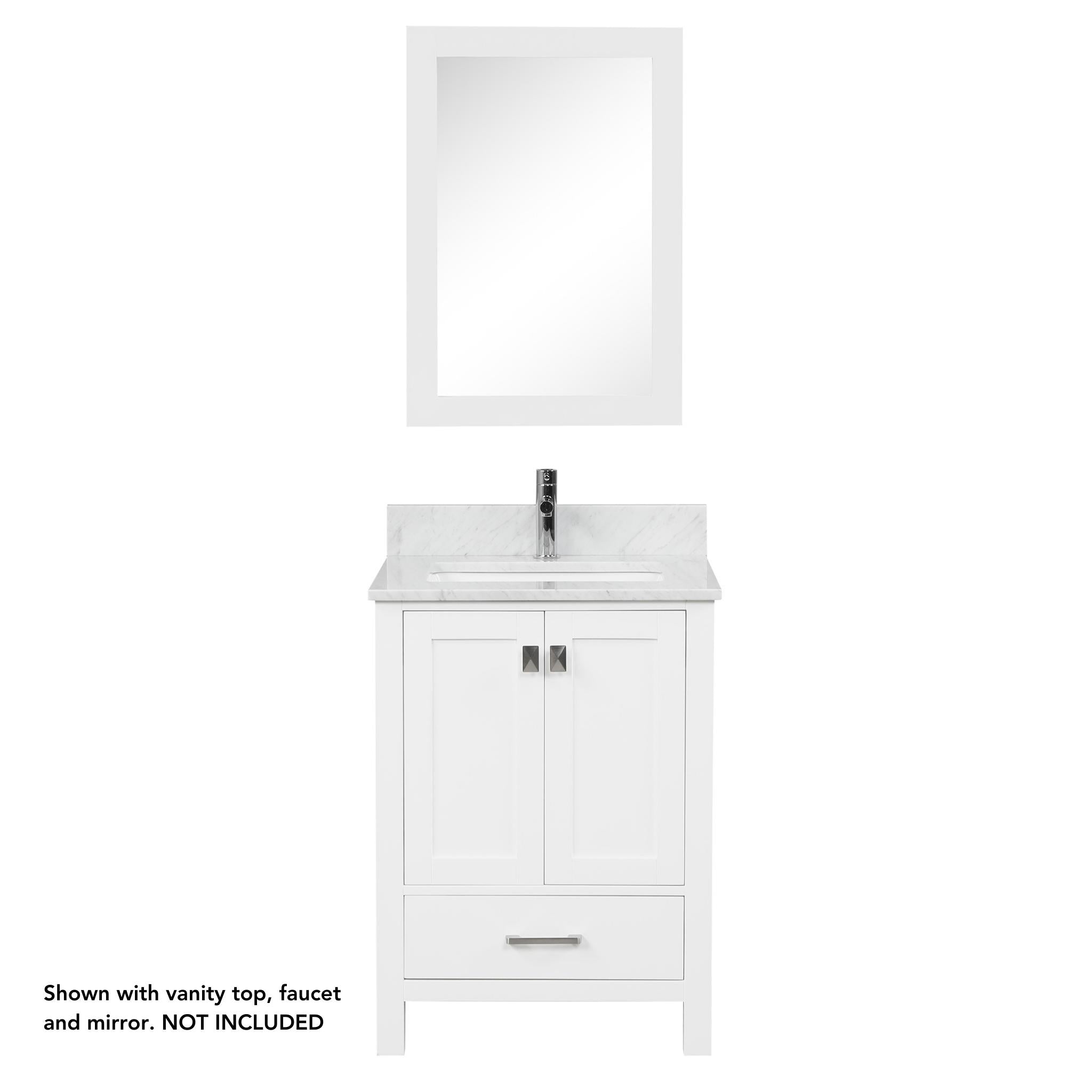 Blossom, Blossom Geneva 24" 2-Door 1-Drawer Matte White Freestanding Solid Wood Single Vanity Base