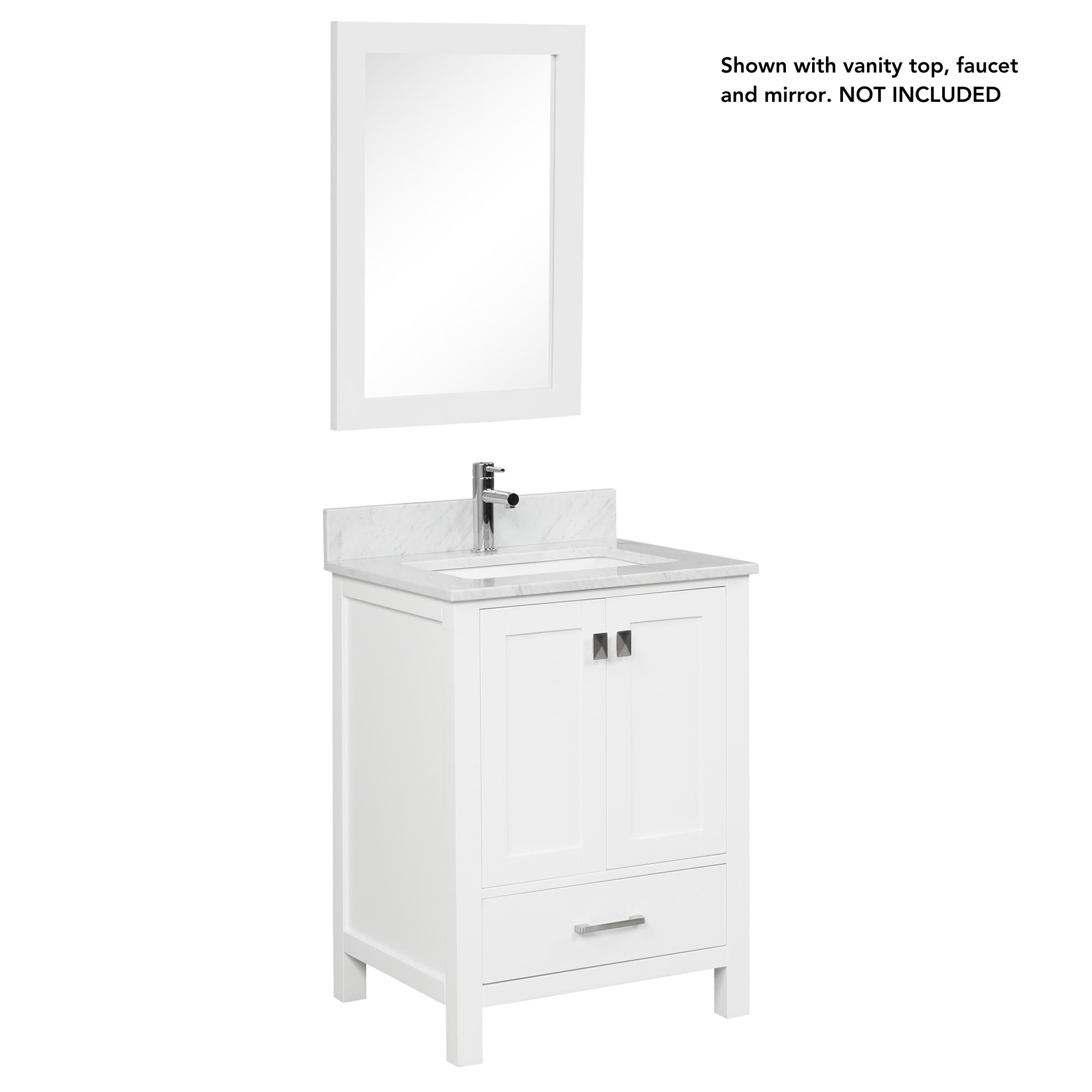 Blossom, Blossom Geneva 24" 2-Door 1-Drawer Matte White Freestanding Solid Wood Single Vanity Base