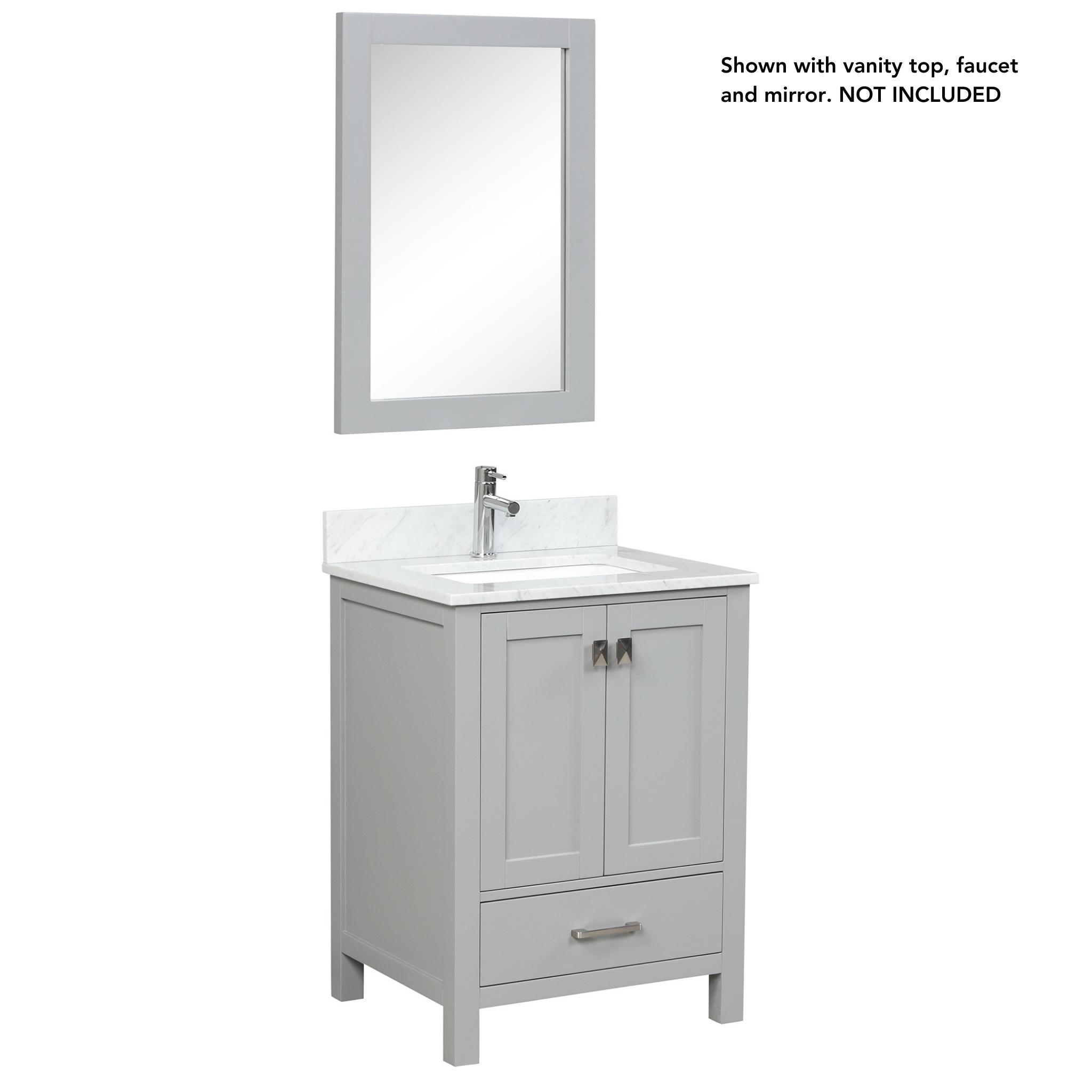 Blossom, Blossom Geneva 24" 2-Door 1-Drawer Metal Gray Freestanding Solid Wood Single Vanity Base