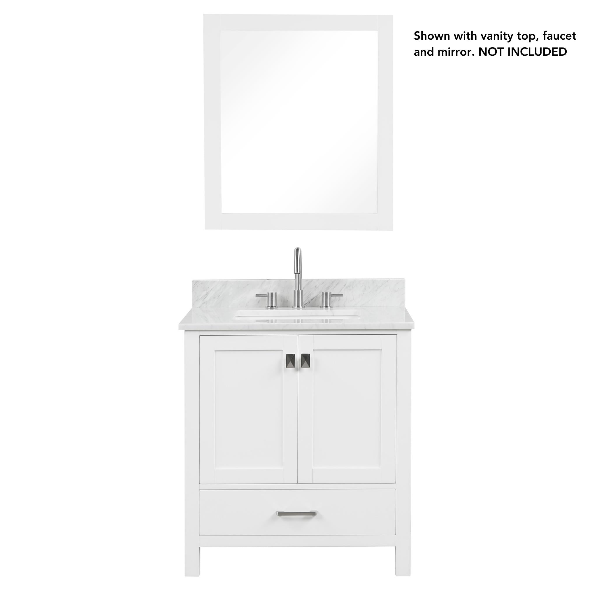 Blossom, Blossom Geneva 30" 2-Door 1-Drawer Matte White Freestanding Solid Wood Single Vanity Base