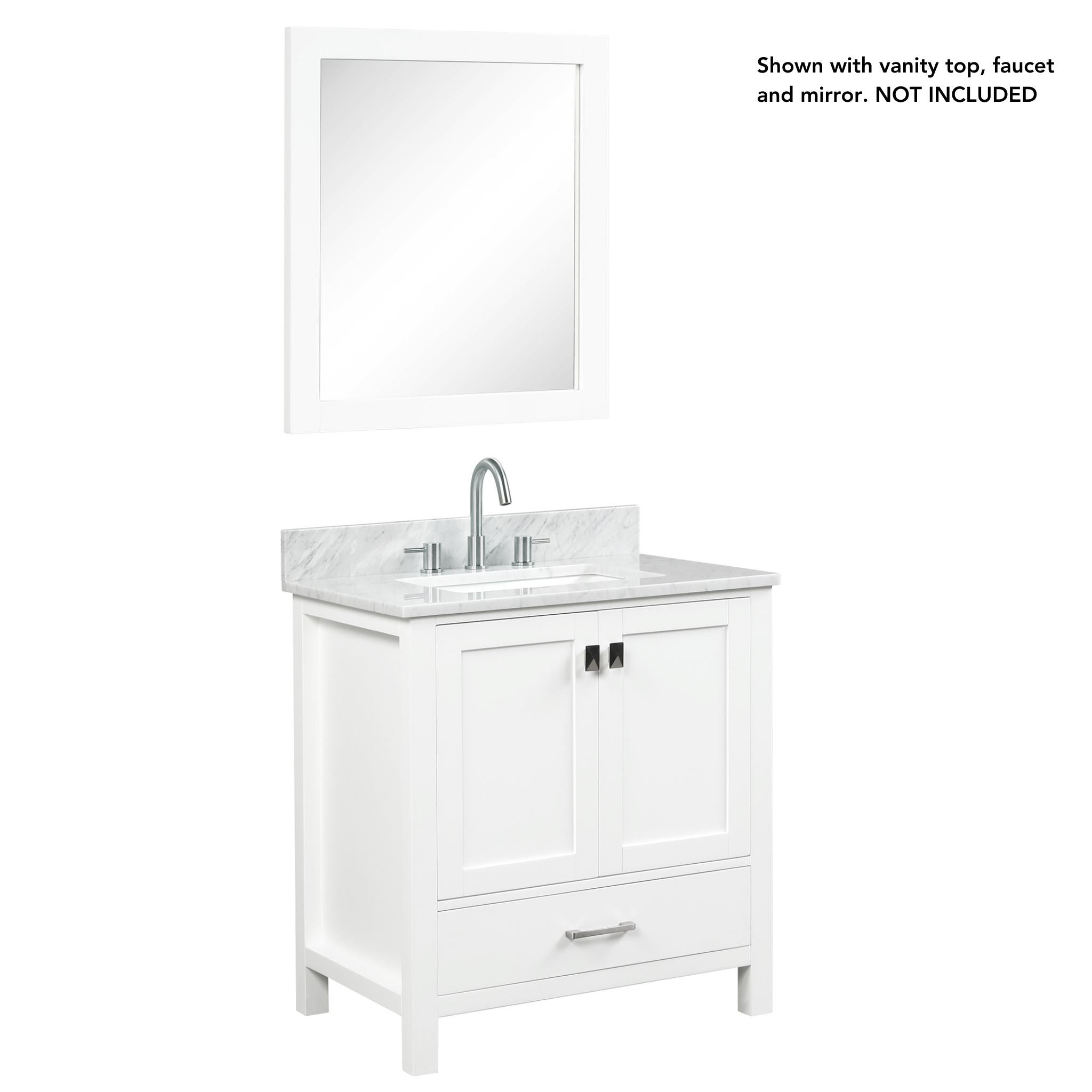 Blossom, Blossom Geneva 30" 2-Door 1-Drawer Matte White Freestanding Solid Wood Single Vanity Base