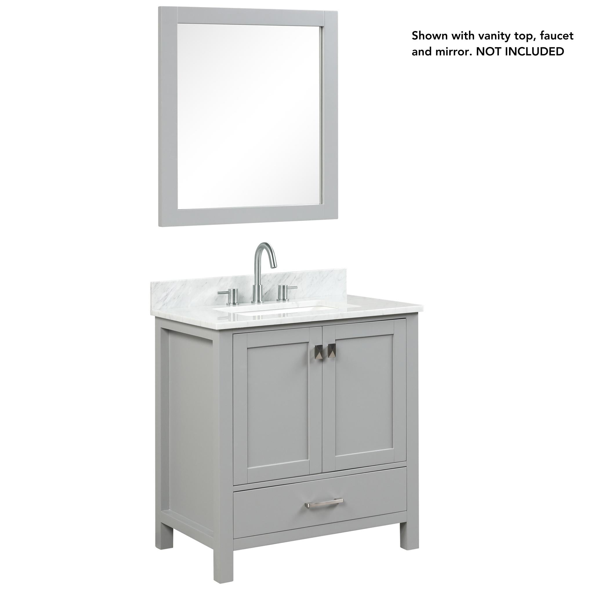 Blossom, Blossom Geneva 30" 2-Door 1-Drawer Metal Gray Freestanding Solid Wood Single Vanity Base