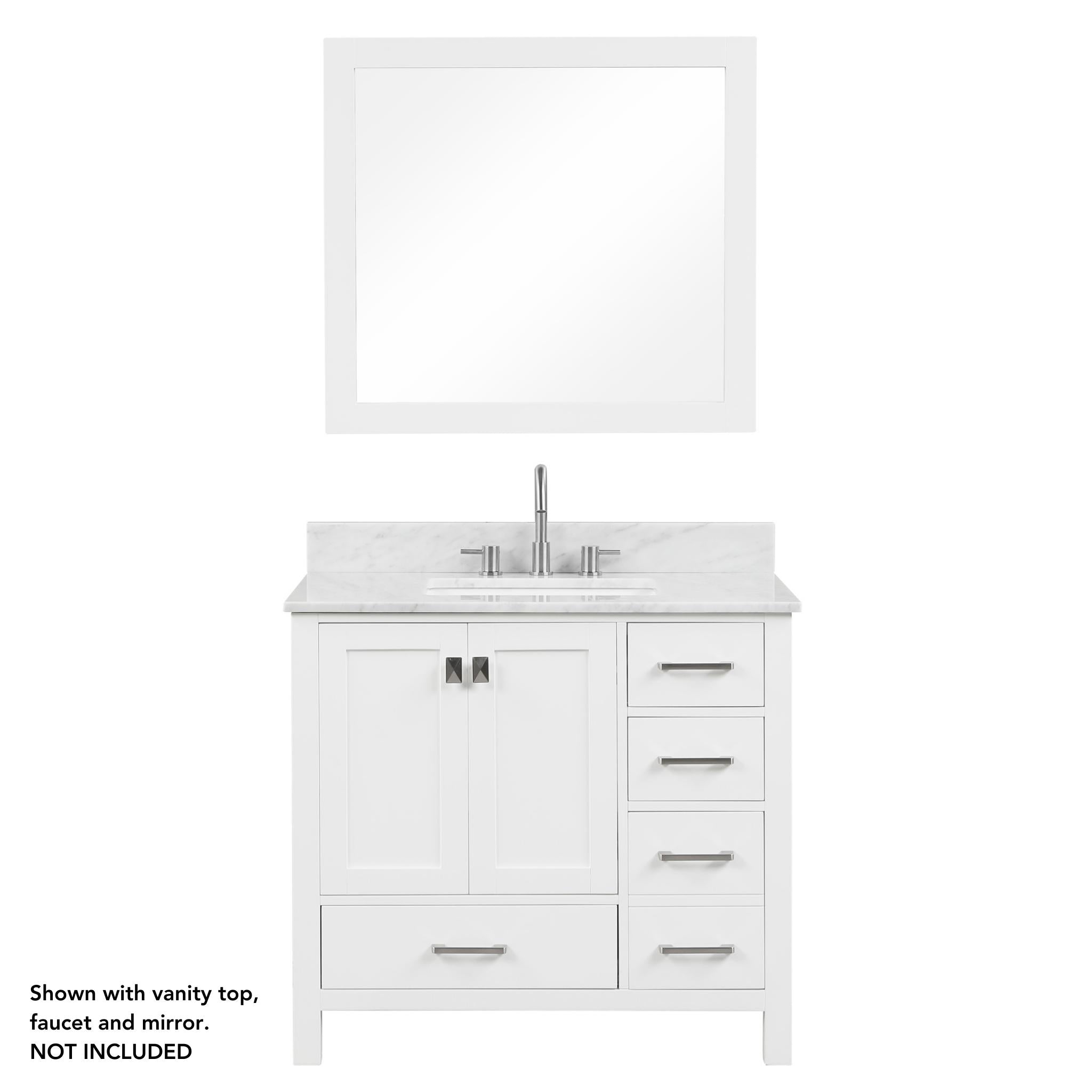 Blossom, Blossom Geneva 36" 2-Door 5-Drawer Matte White Freestanding Solid Wood Single Vanity Base