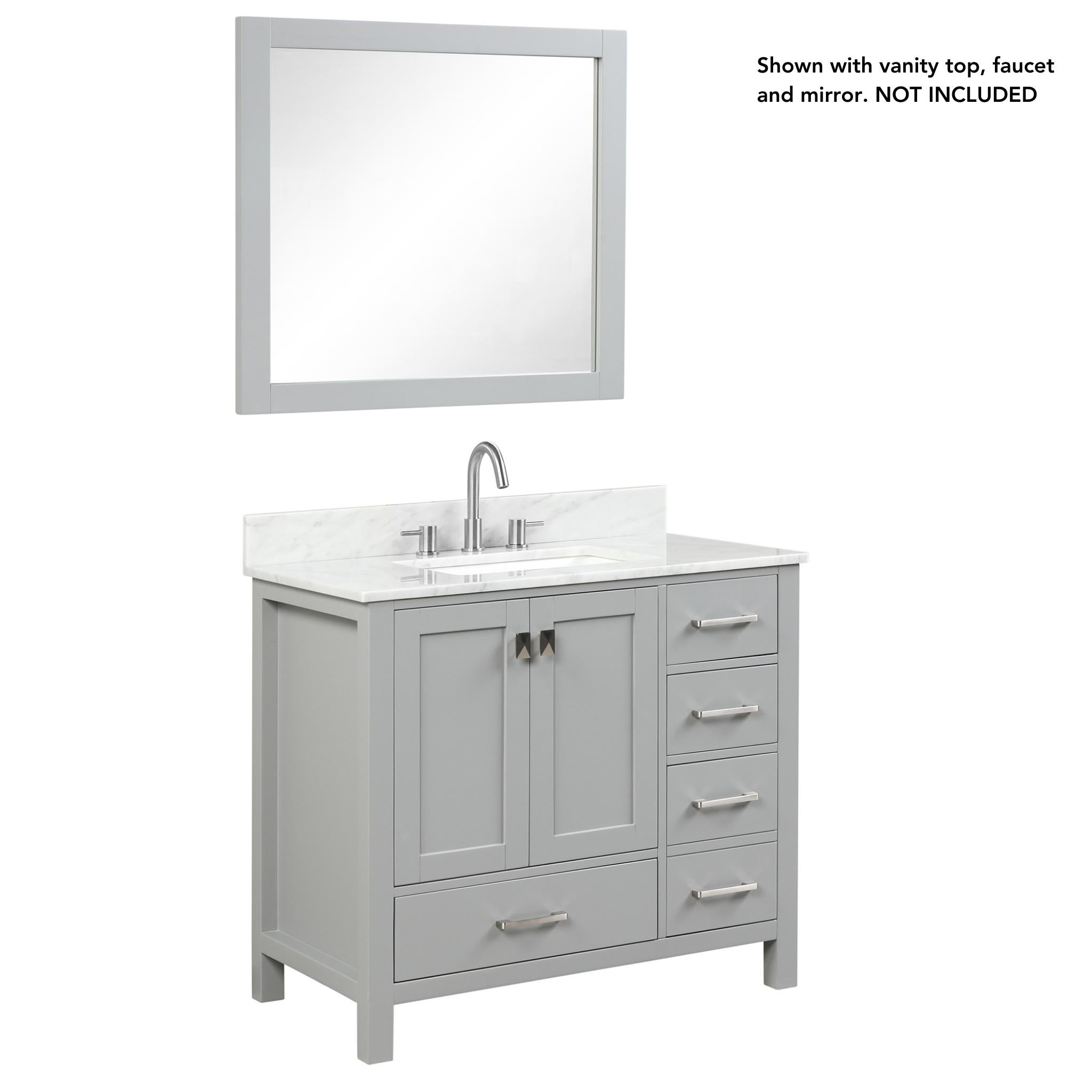 Blossom, Blossom Geneva 36" 2-Door 5-Drawer Metal Gray Freestanding Solid Wood Single Vanity Base