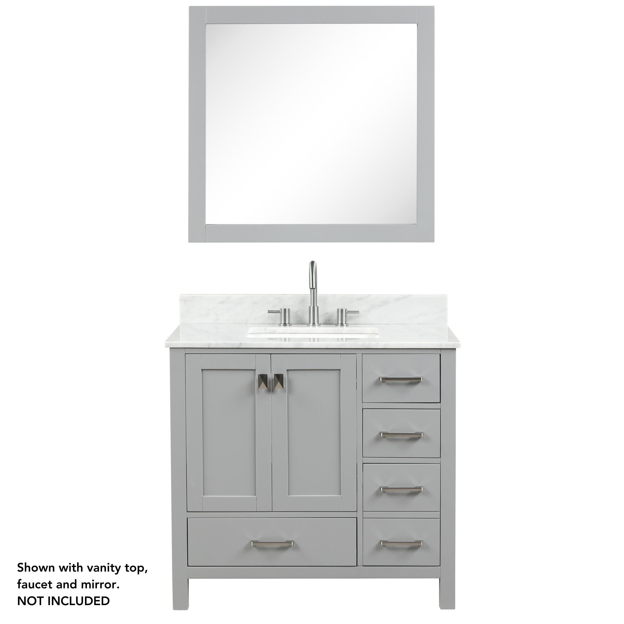 Blossom, Blossom Geneva 36" 2-Door 5-Drawer Metal Gray Freestanding Solid Wood Single Vanity Base