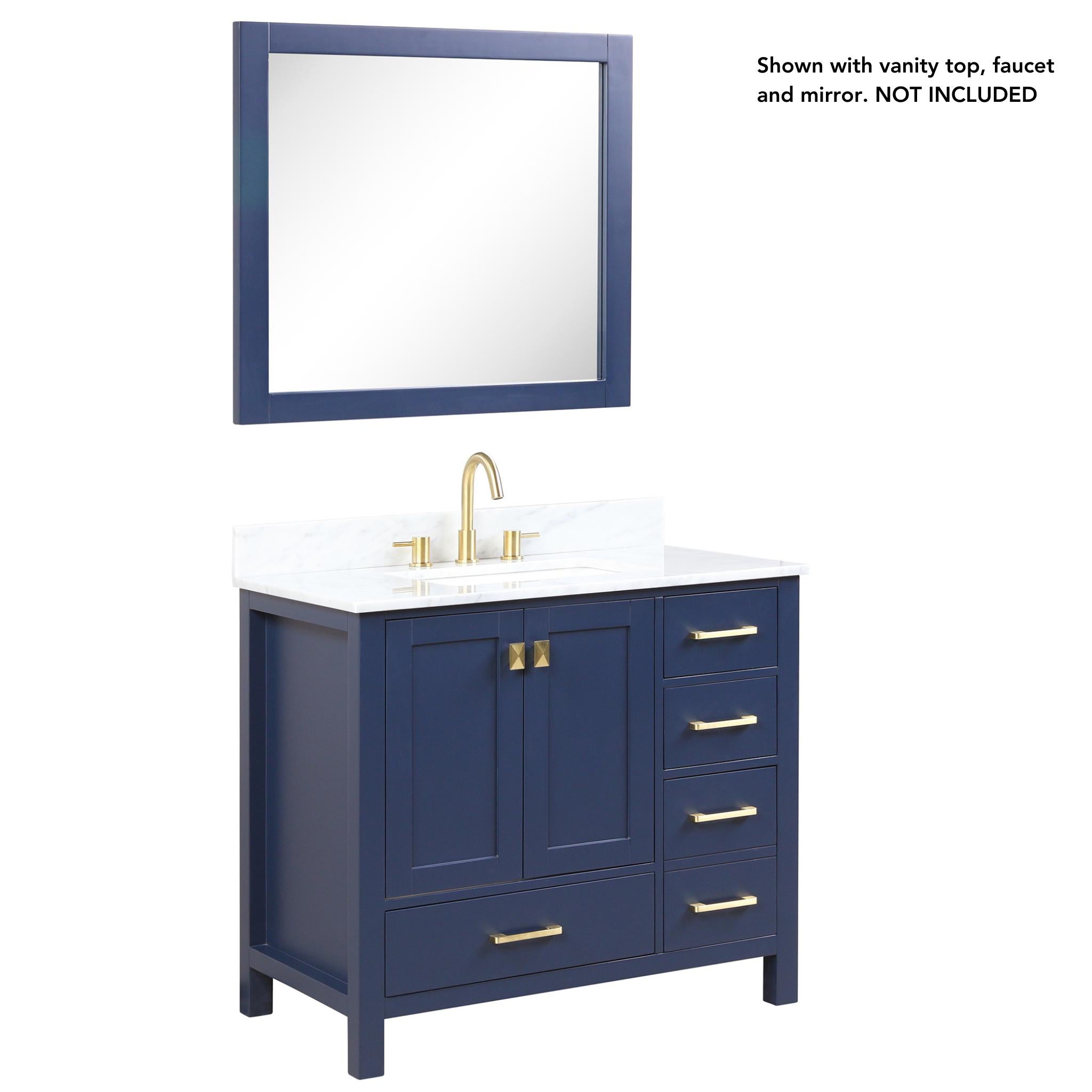 Blossom, Blossom Geneva 36" 2-Door 5-Drawer Navy Blue Freestanding Solid Wood Single Vanity Base