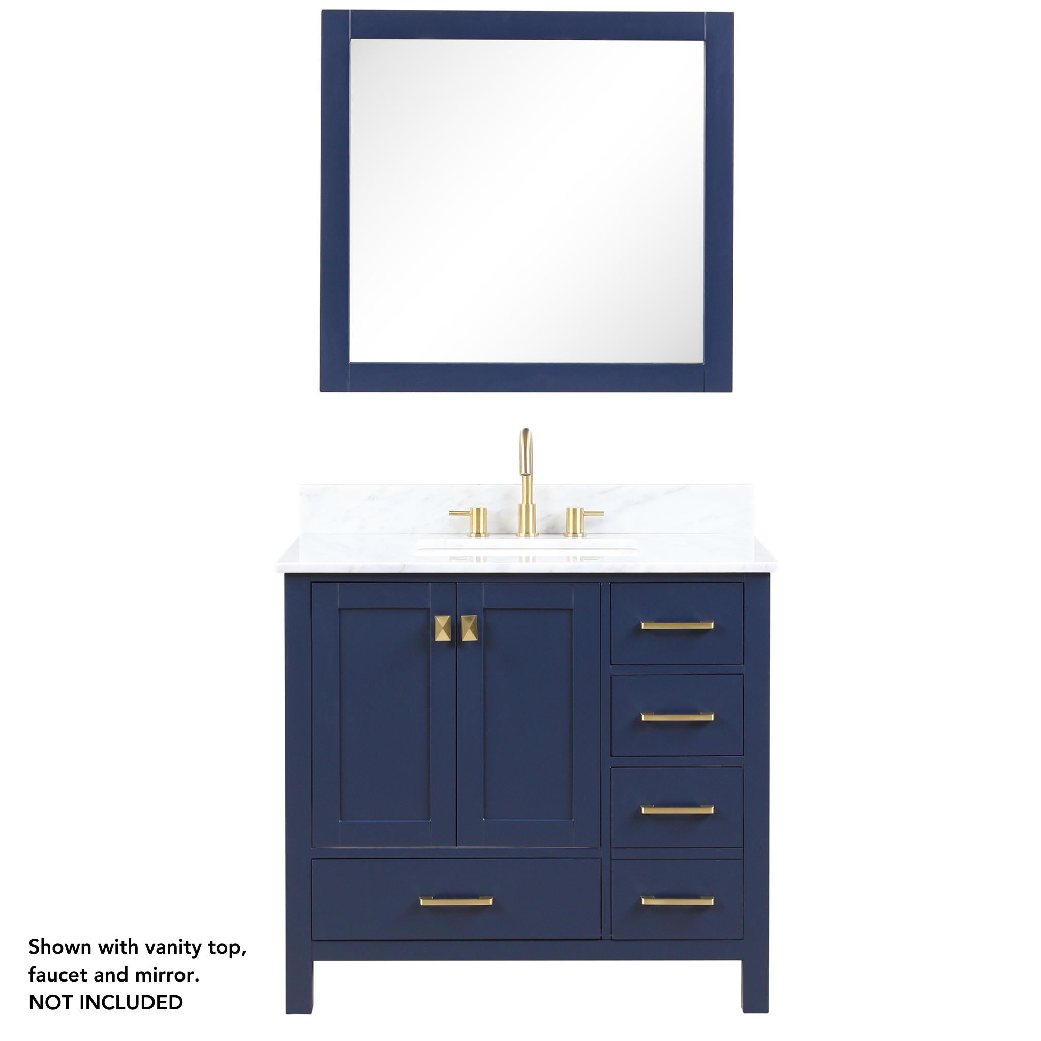 Blossom, Blossom Geneva 36" 2-Door 5-Drawer Navy Blue Freestanding Solid Wood Single Vanity Base