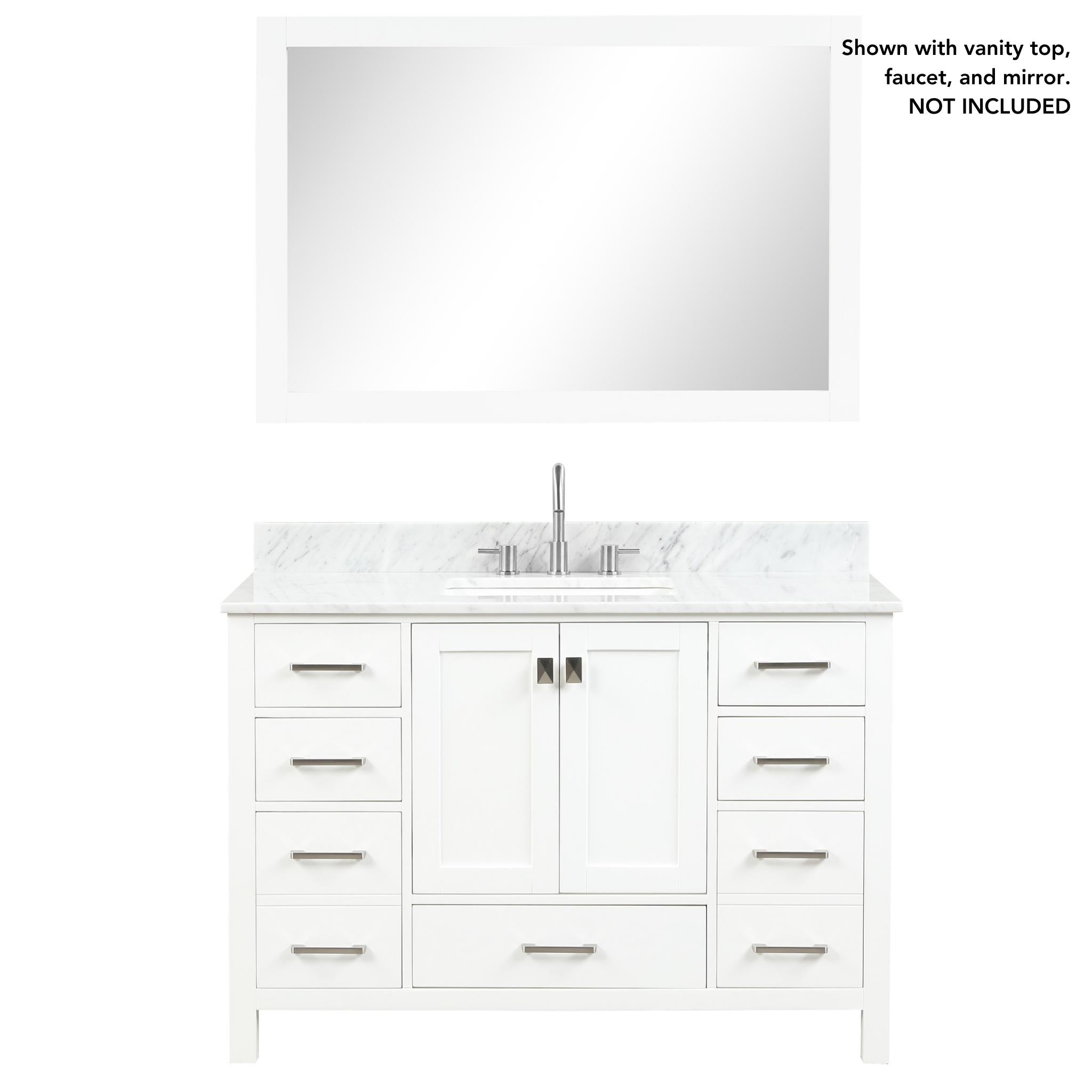 Blossom, Blossom Geneva 48" 2-Door 9-Drawer Matte White Freestanding Solid Wood Double Vanity Base