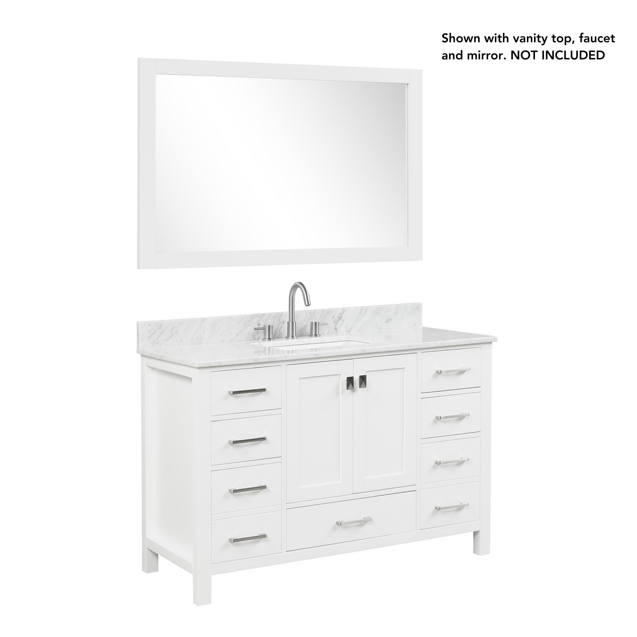 Blossom, Blossom Geneva 48" 2-Door 9-Drawer Matte White Freestanding Solid Wood Double Vanity Base