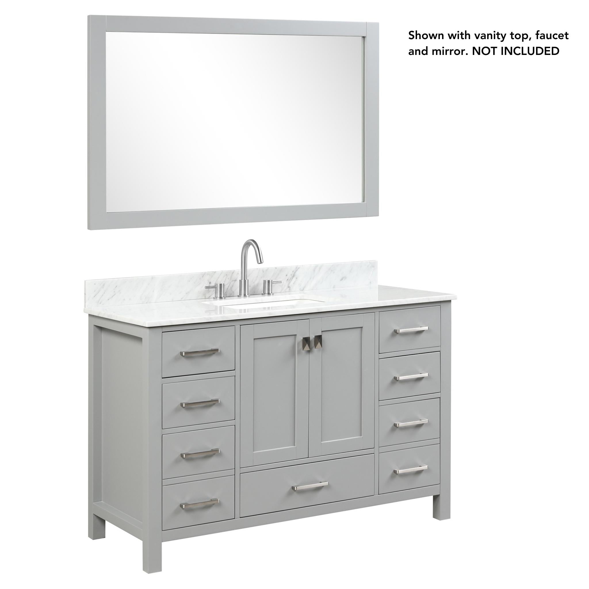 Blossom, Blossom Geneva 48" 2-Door 9-Drawer Metal Gray Freestanding Solid Wood Double Vanity Base