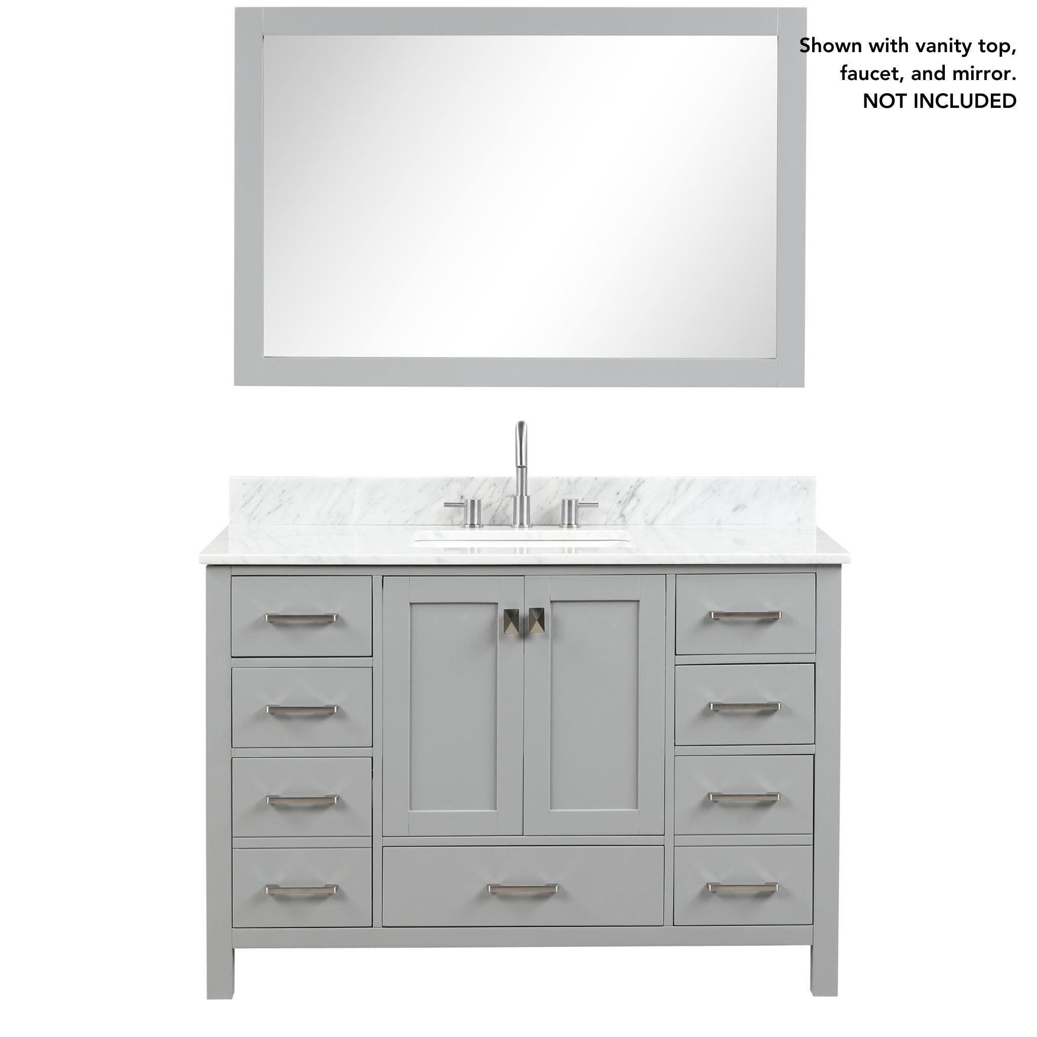 Blossom, Blossom Geneva 48" 2-Door 9-Drawer Metal Gray Freestanding Solid Wood Double Vanity Base